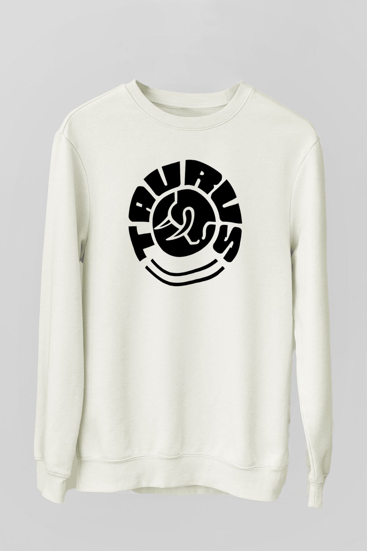 Boğa Burcu Baskılı Beyaz Unisex Sweatshirt