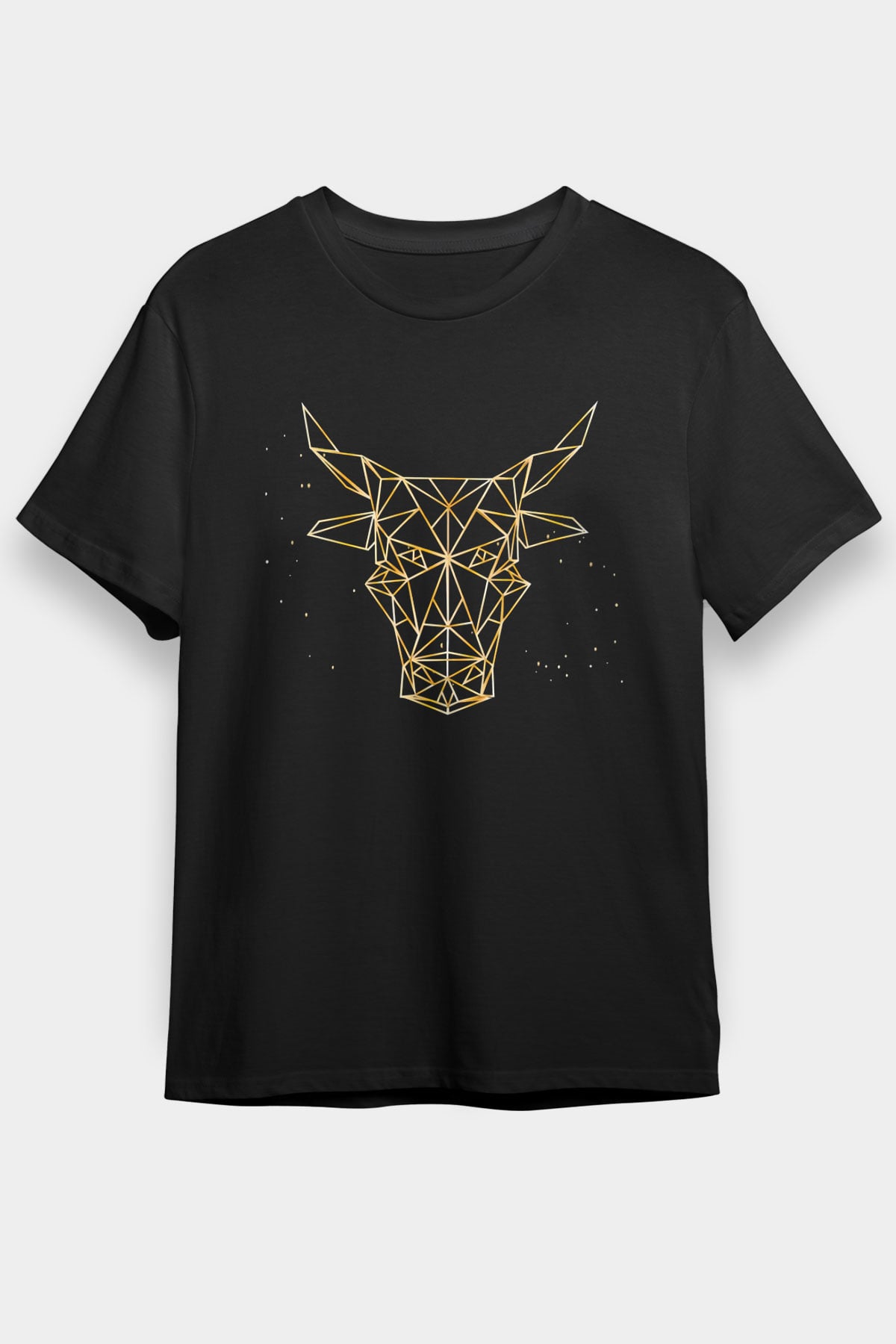 Boğa Burcu Baskılı Unisex Siyah Tişört - Tshirt