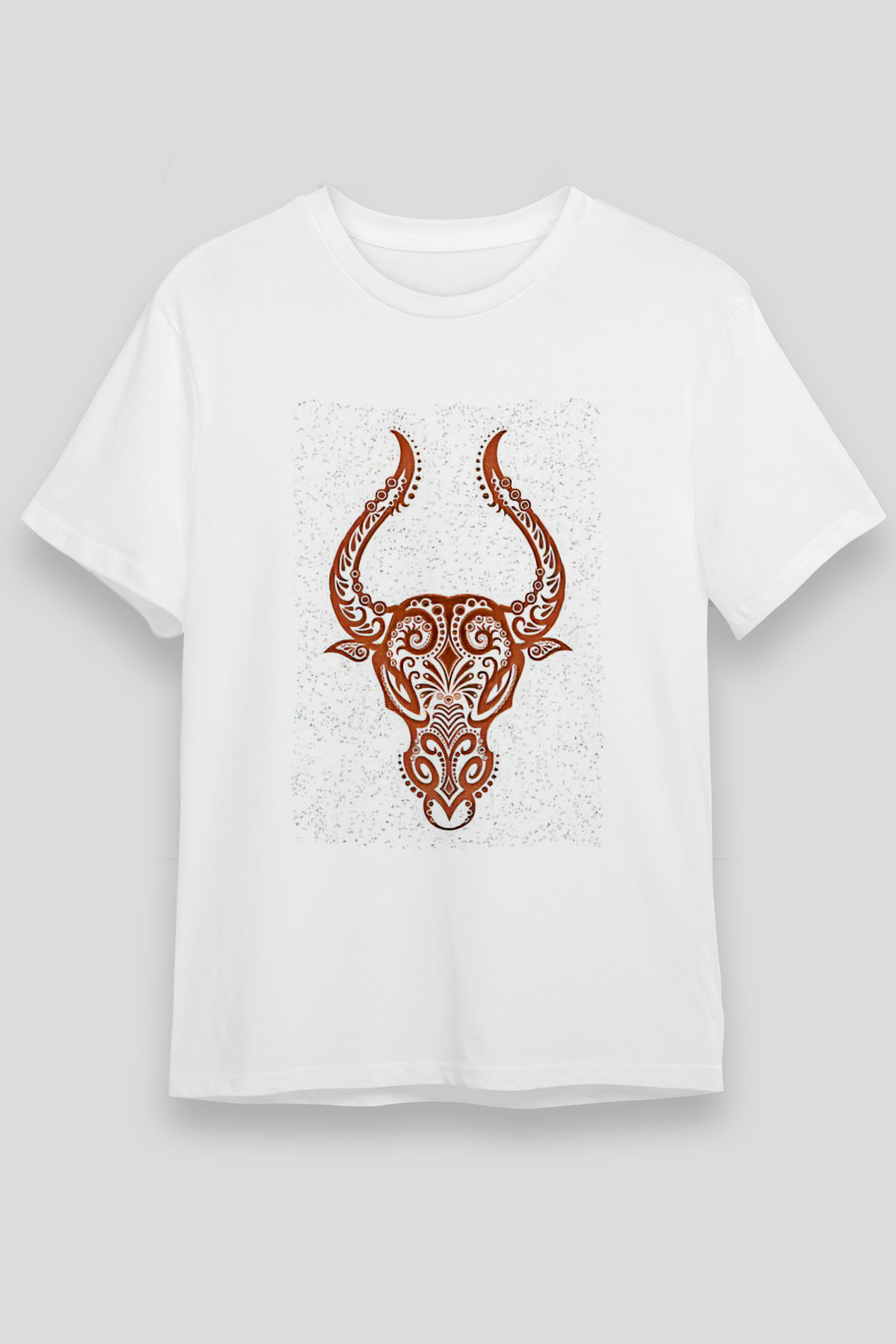Boğa Burcu Unisex Baskılı Beyaz Tişört - Tshirt