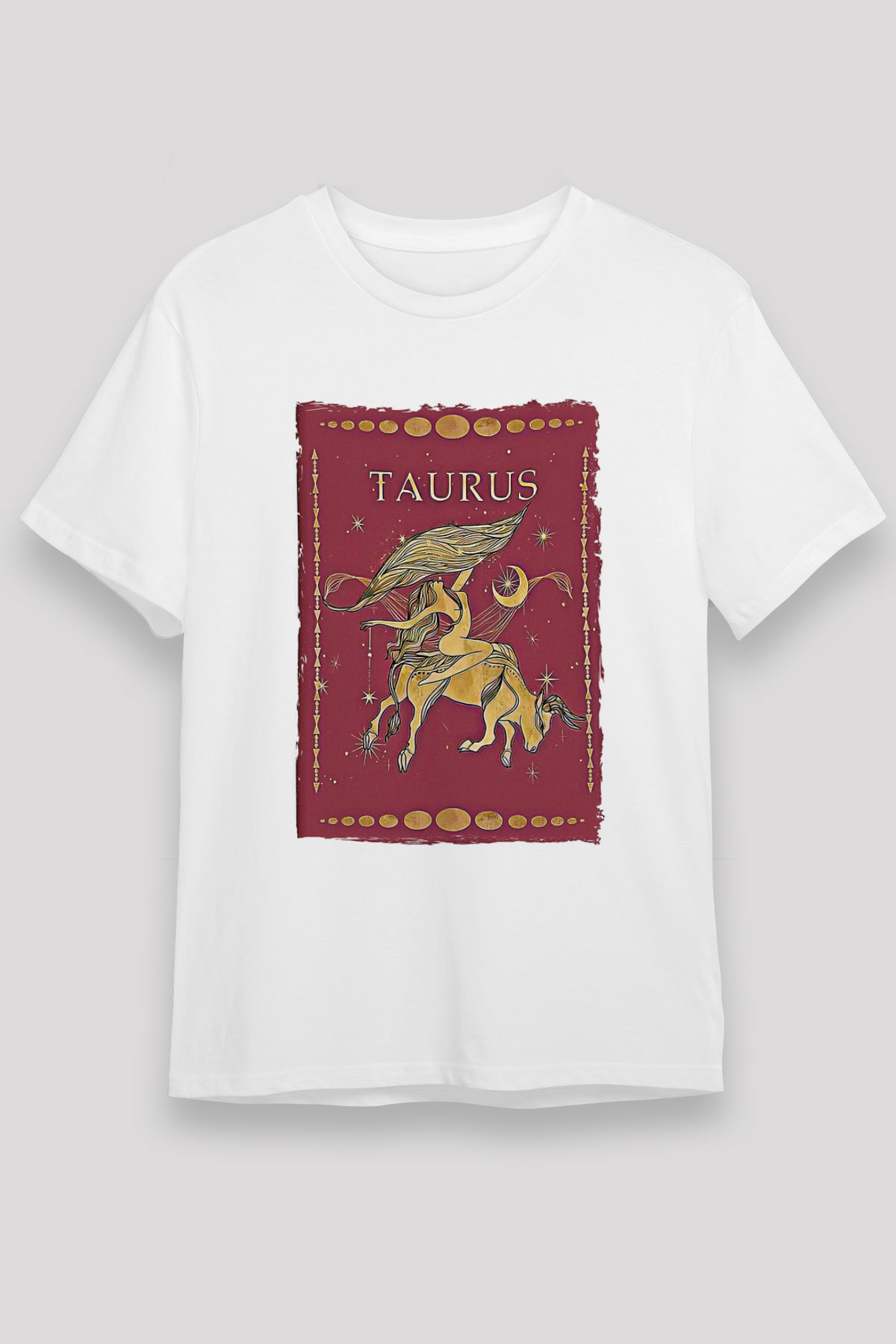 Boğa Burcu Unisex Baskılı Beyaz Tişört - Tshirt