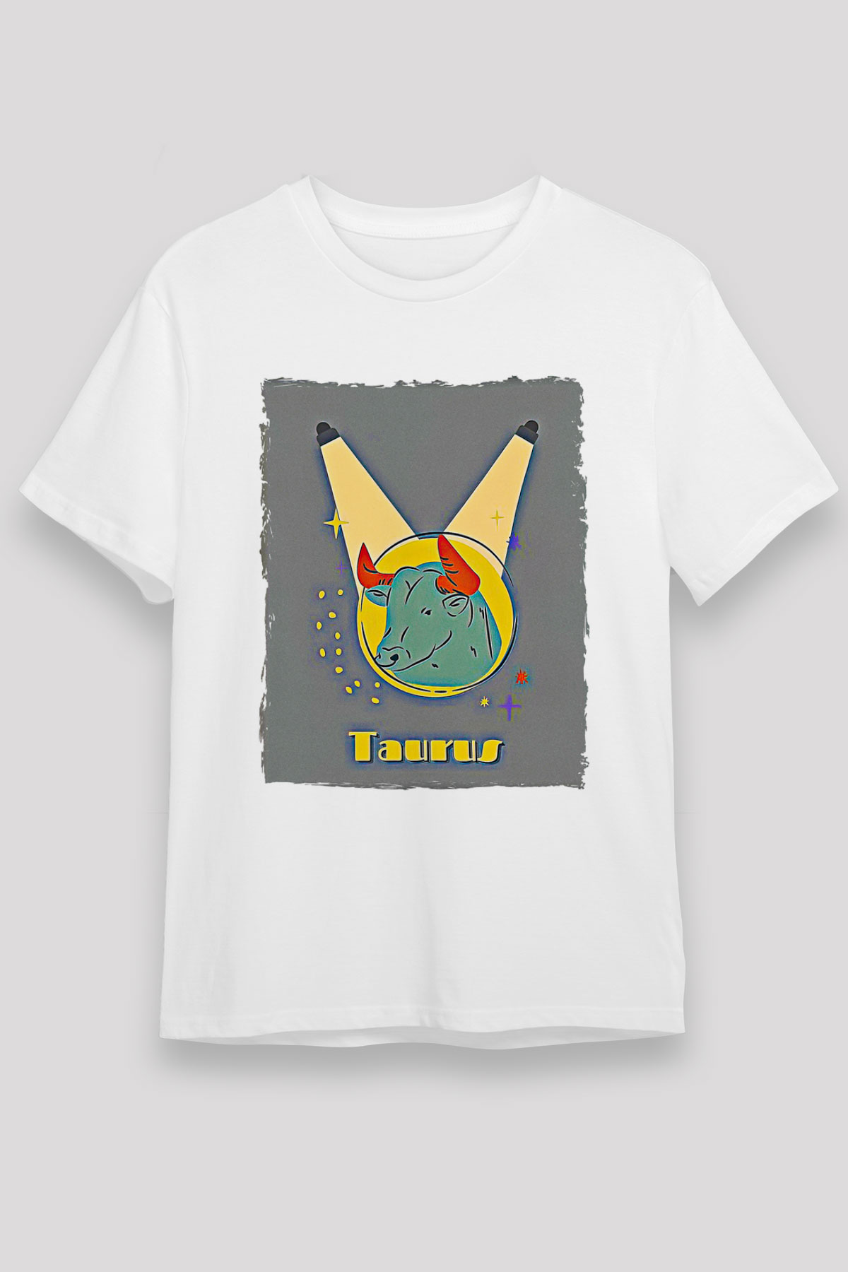 Boğa Burcu Unisex Baskılı Beyaz Tişört - Tshirt