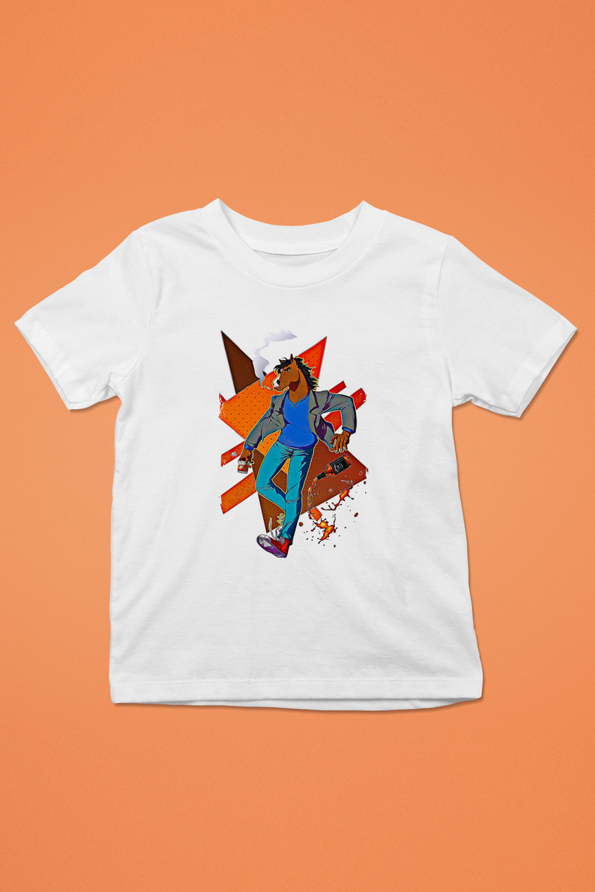 Bojack Horseman Baskılı Beyaz Unisex Beyaz Çocuk Tişört - Tshirt