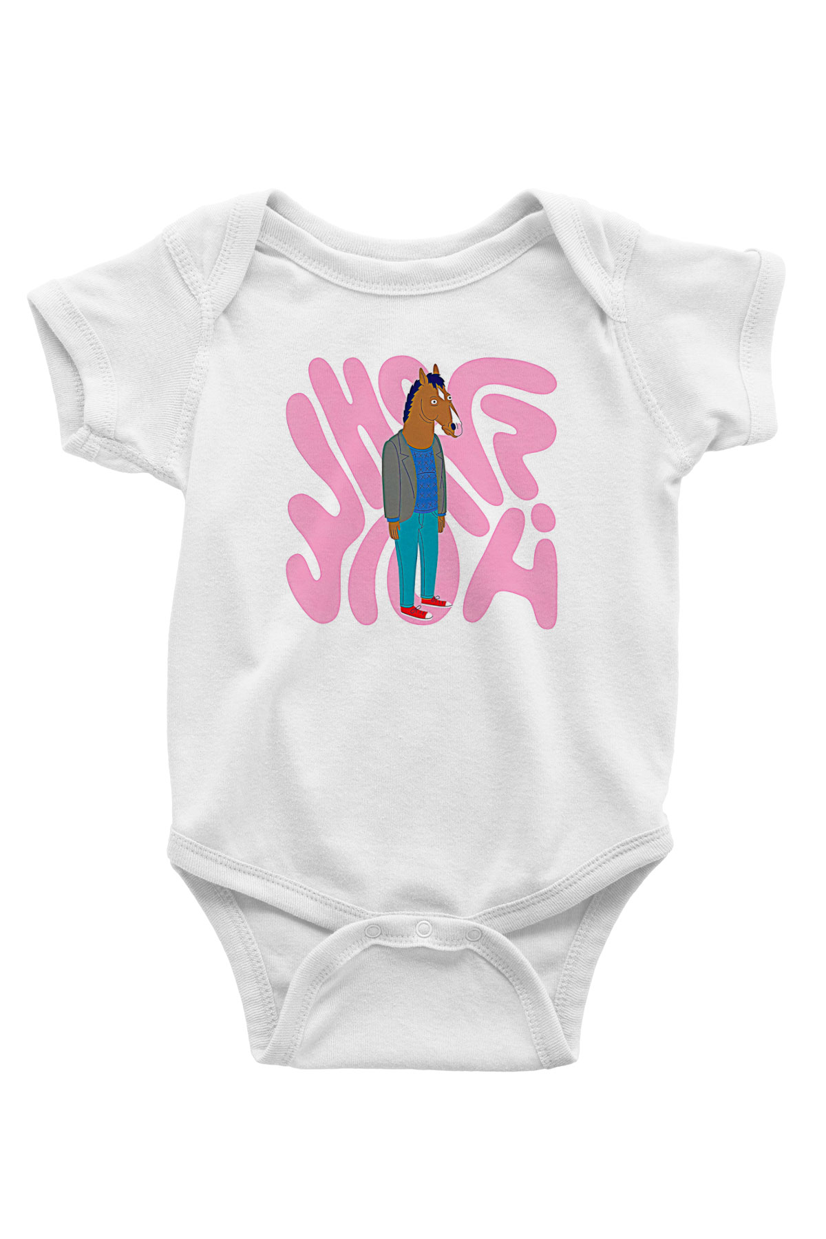 Bojack Horseman Baskılı Beyaz Unisex Bebek Body - Zıbın