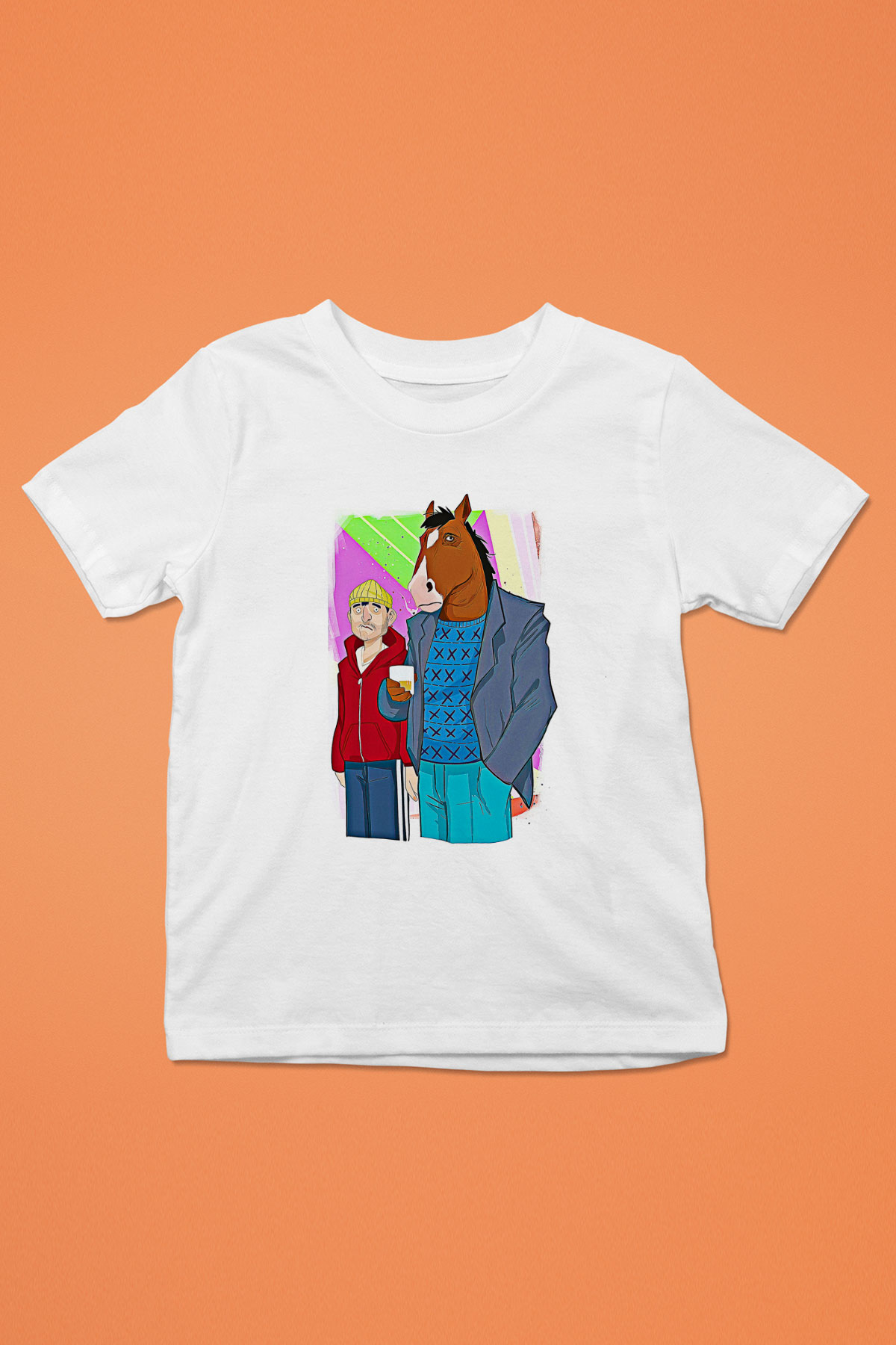 Bojack Horseman Baskılı Beyaz Unisex Beyaz Çocuk Tişört - Tshirt
