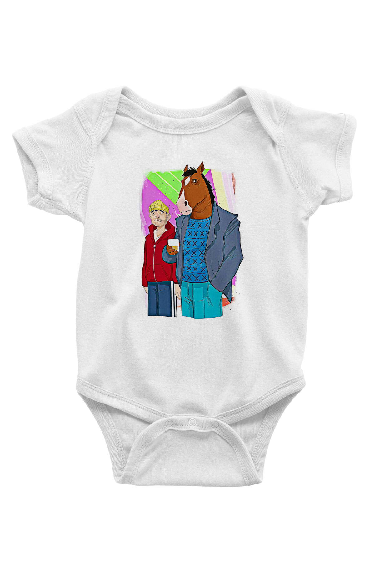 Bojack Horseman Baskılı Beyaz Unisex Bebek Body - Zıbın