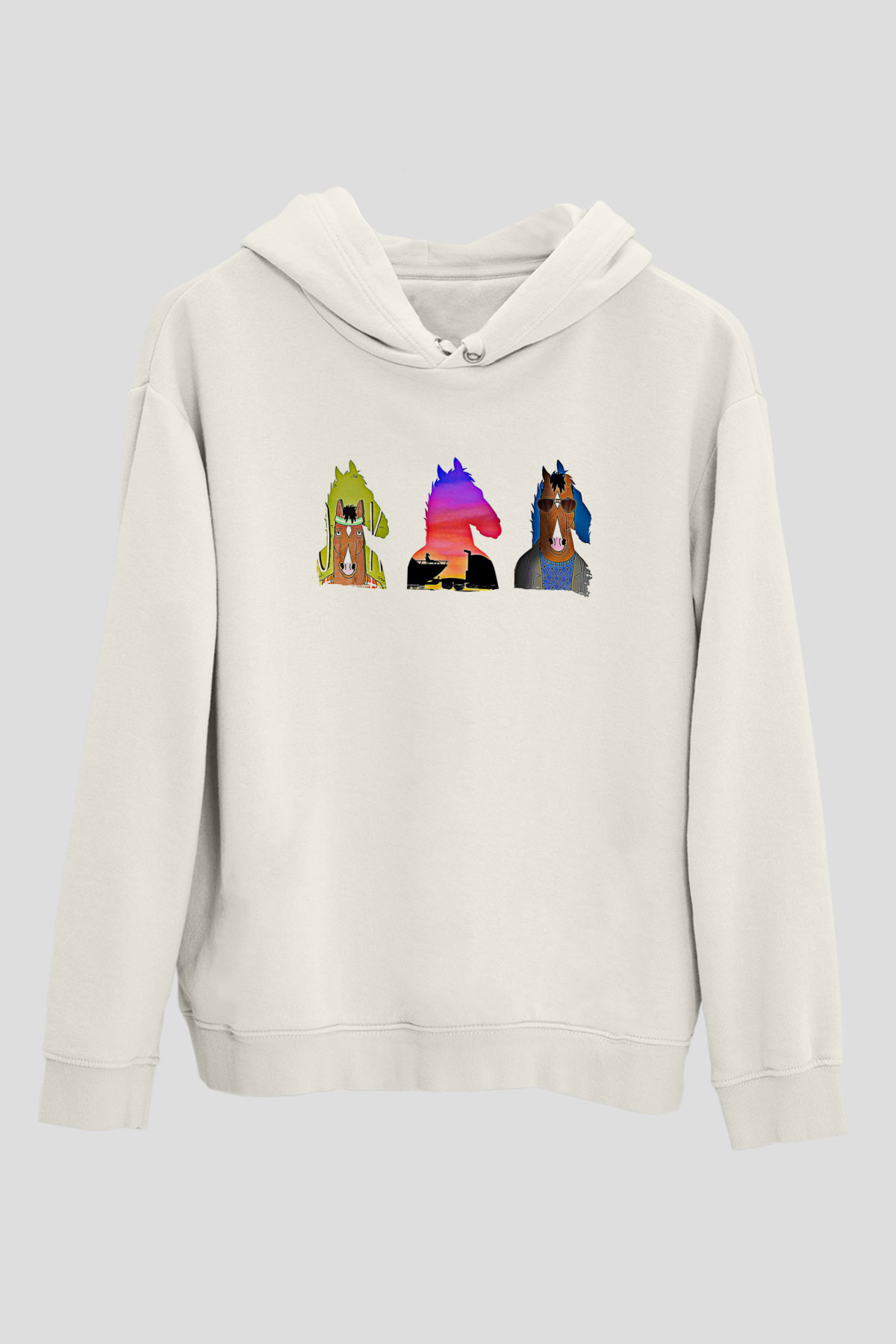 Bojack Horseman Baskılı Beyaz Unisex Hoodie
