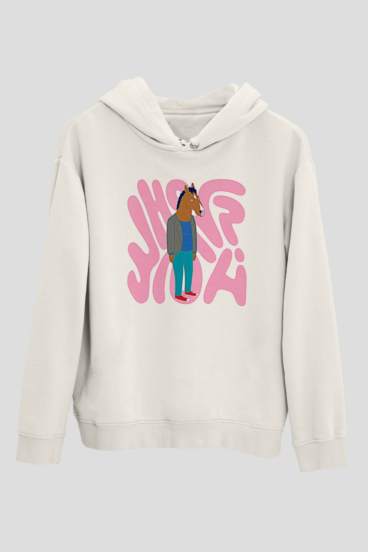 Bojack Horseman Baskılı Beyaz Unisex Hoodie