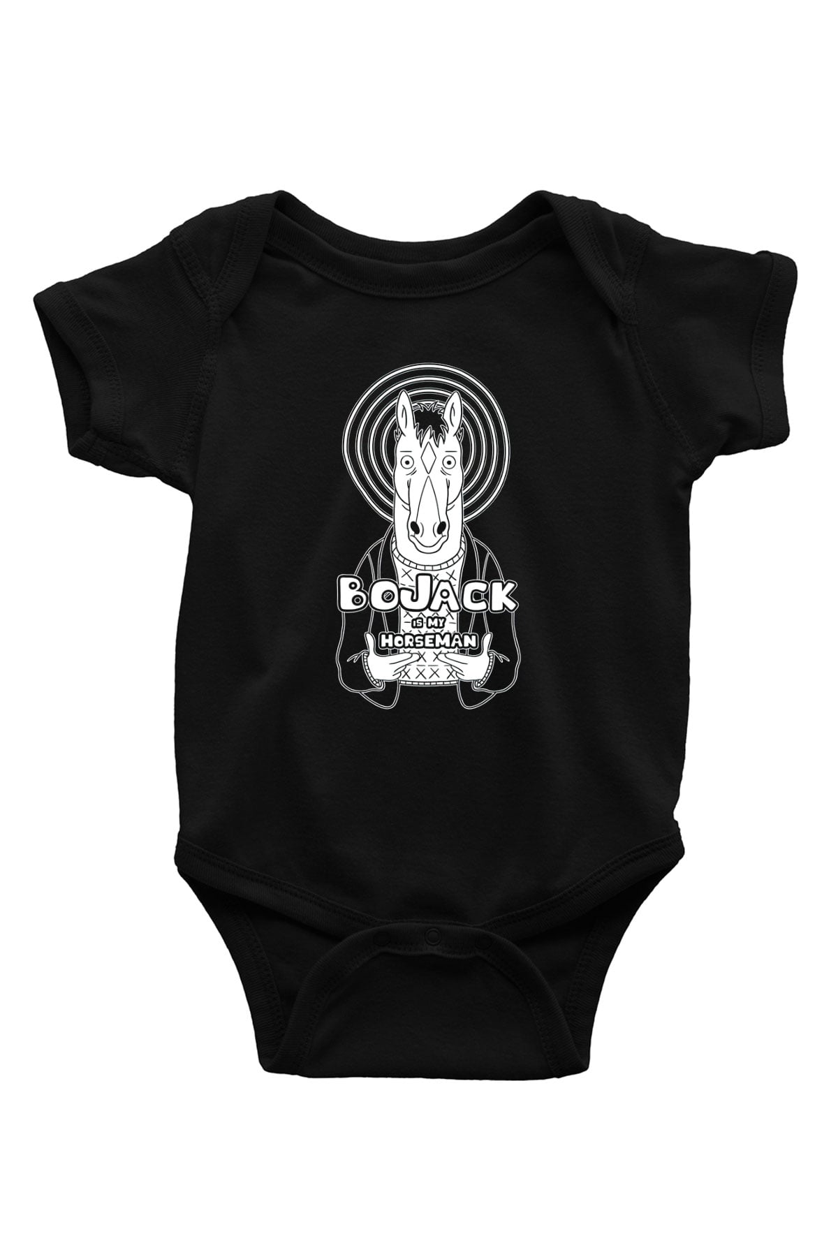 Bojack Horseman Baskılı Unisex Siyah Bebek Body - Zıbın