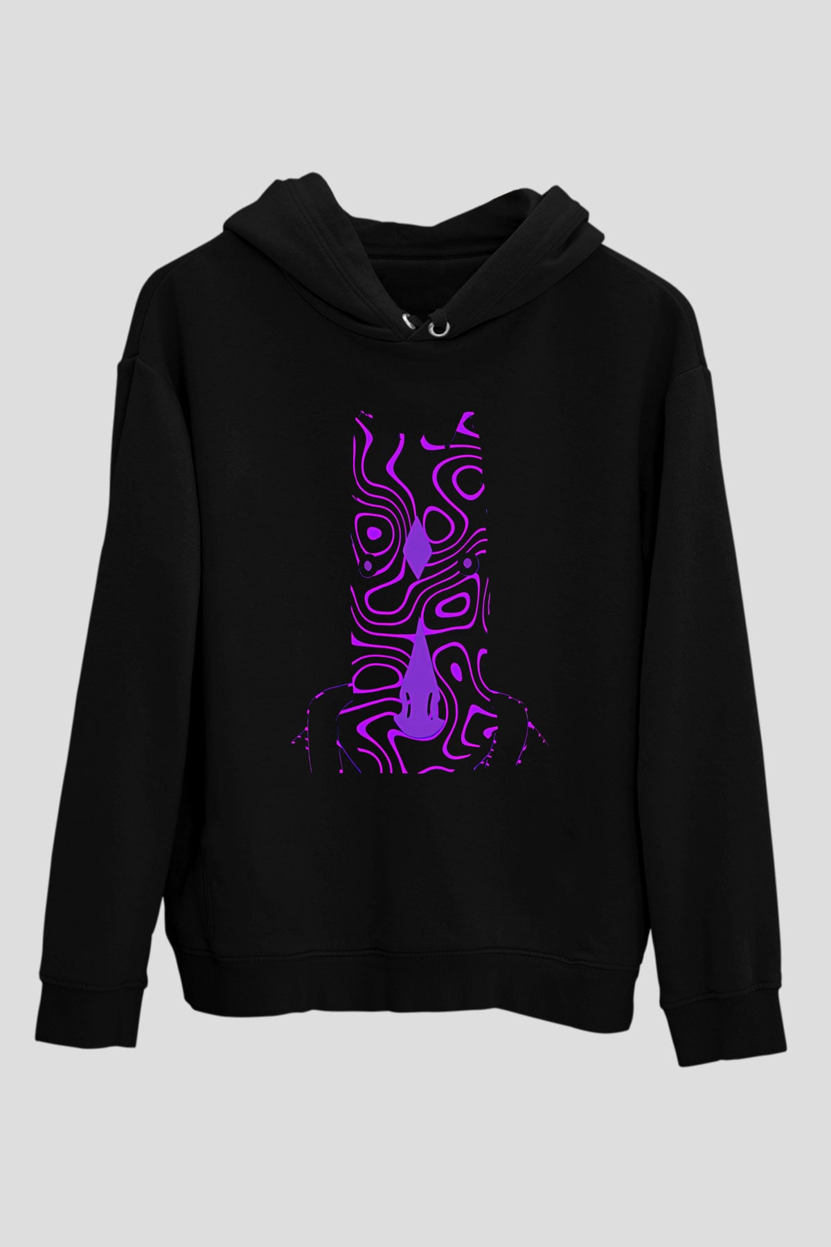 Bojack Horseman Baskılı Unisex Siyah Kapüşonlu Sweatshirt
