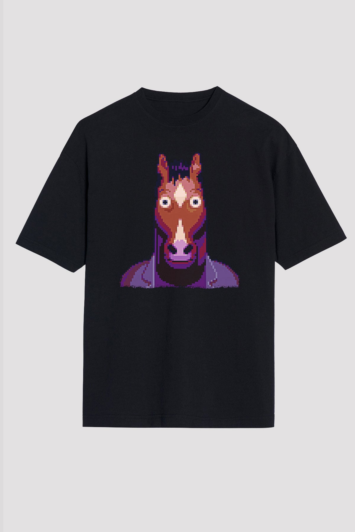 Bojack Horseman Baskılı Unisex Siyah Oversize Tişört - Tshirt