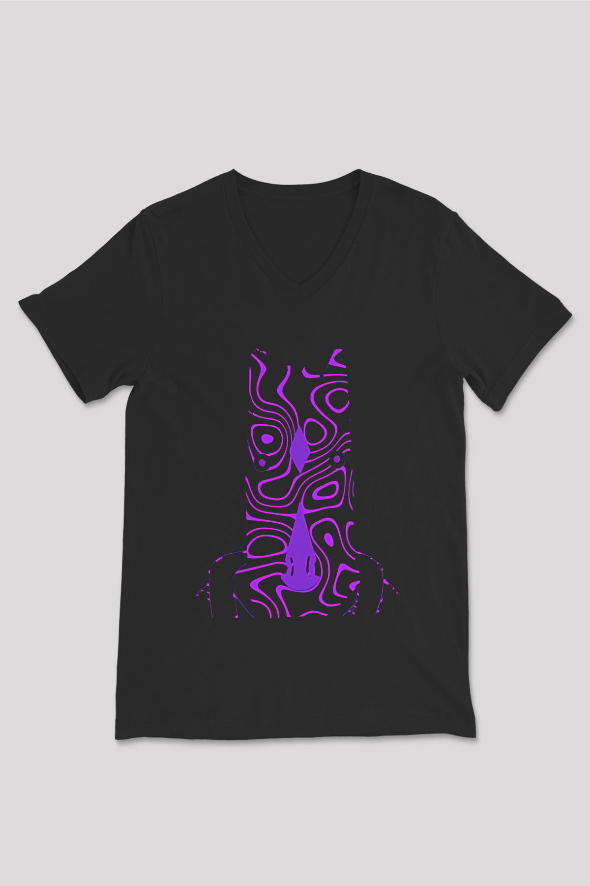 Bojack Horseman Baskılı Unisex Siyah V Yaka Tişört - Tshirt
