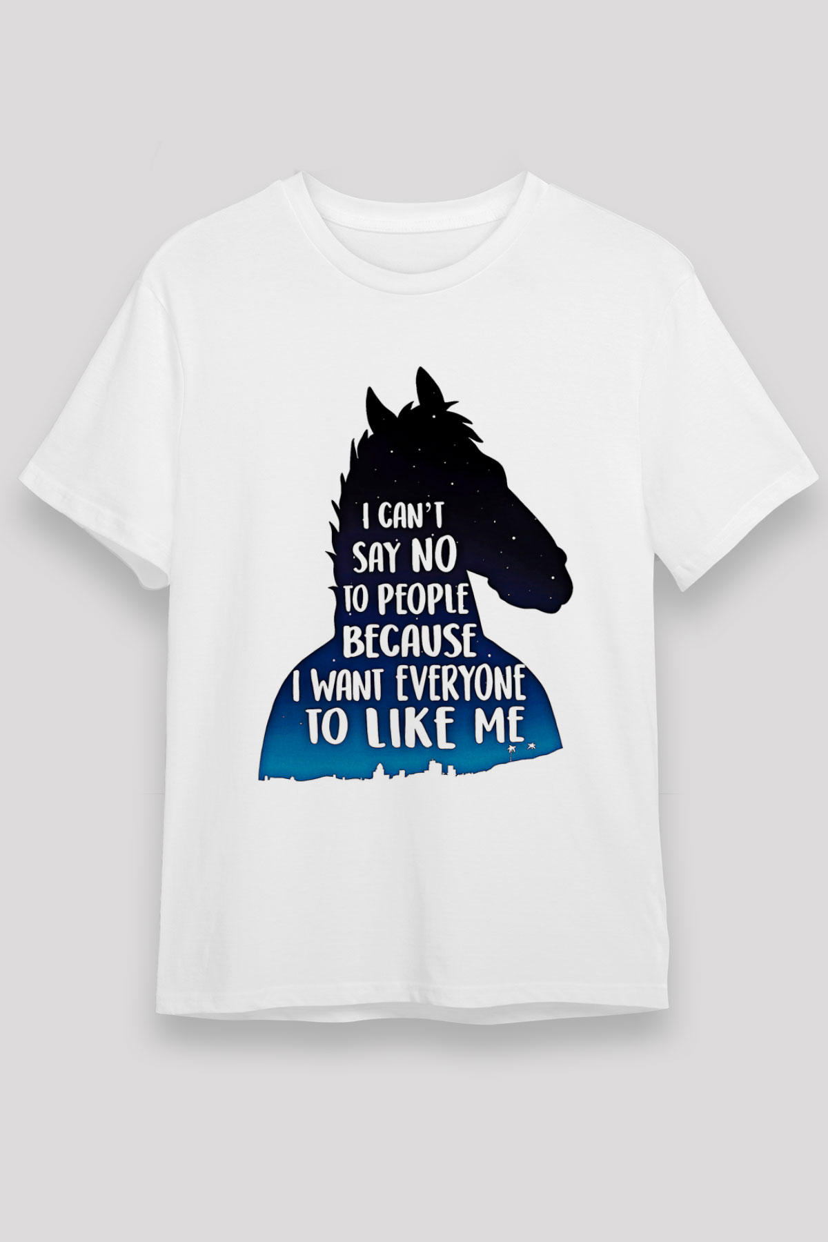 Bojack Horseman Unisex Baskılı Beyaz Tişört - Tshirt