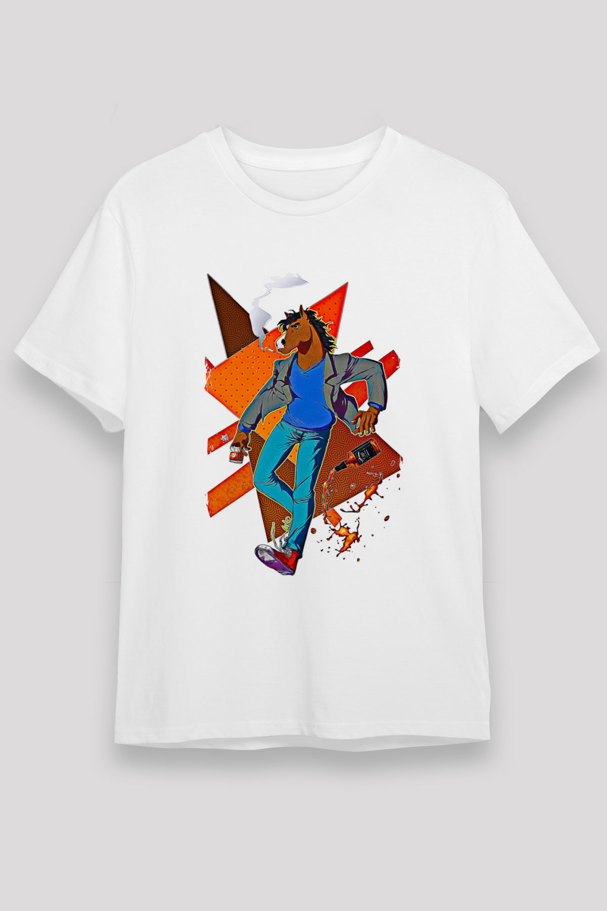 Bojack Horseman Unisex Baskılı Beyaz Tişört - Tshirt