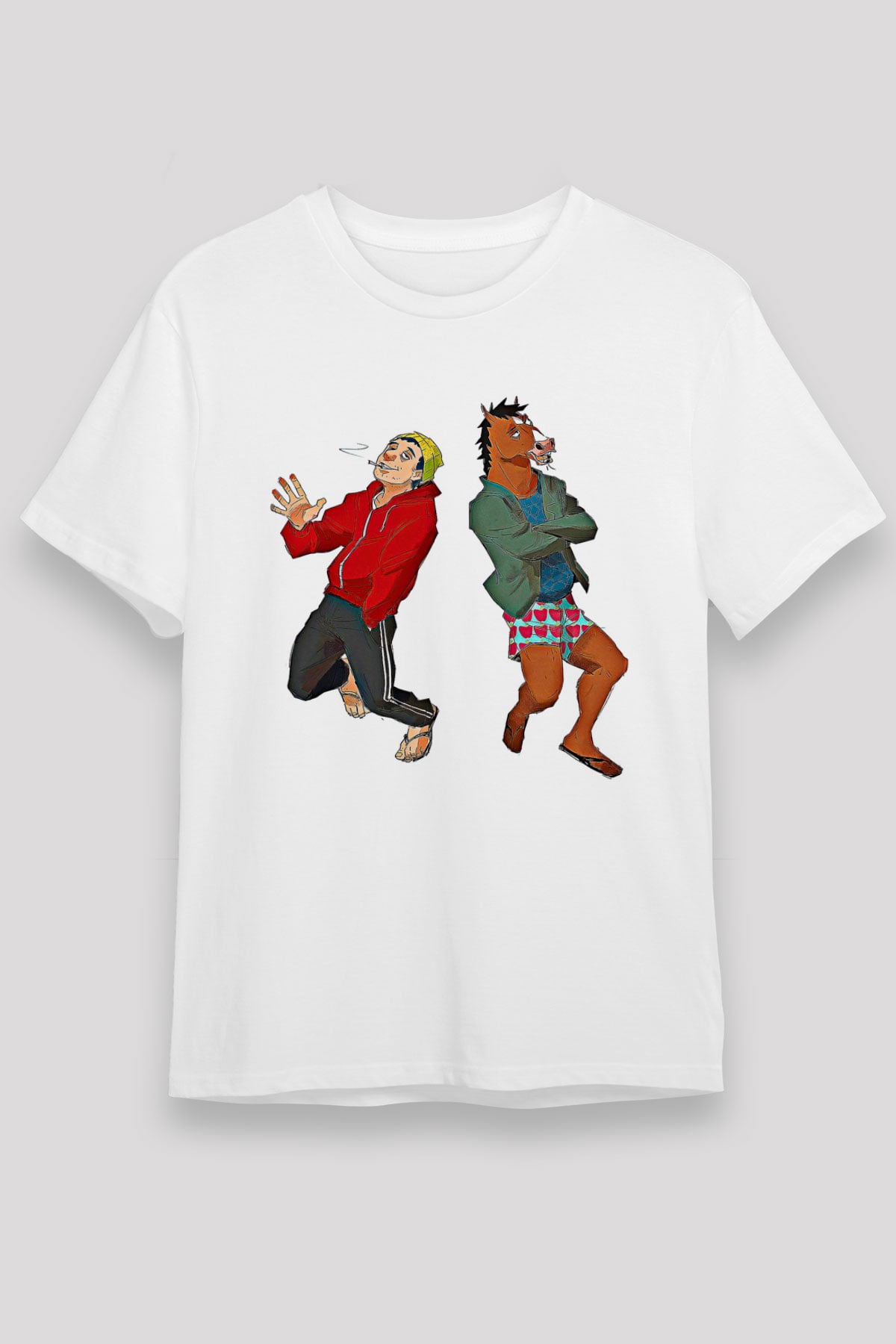 Bojack Horseman Unisex Baskılı Beyaz Tişört - Tshirt