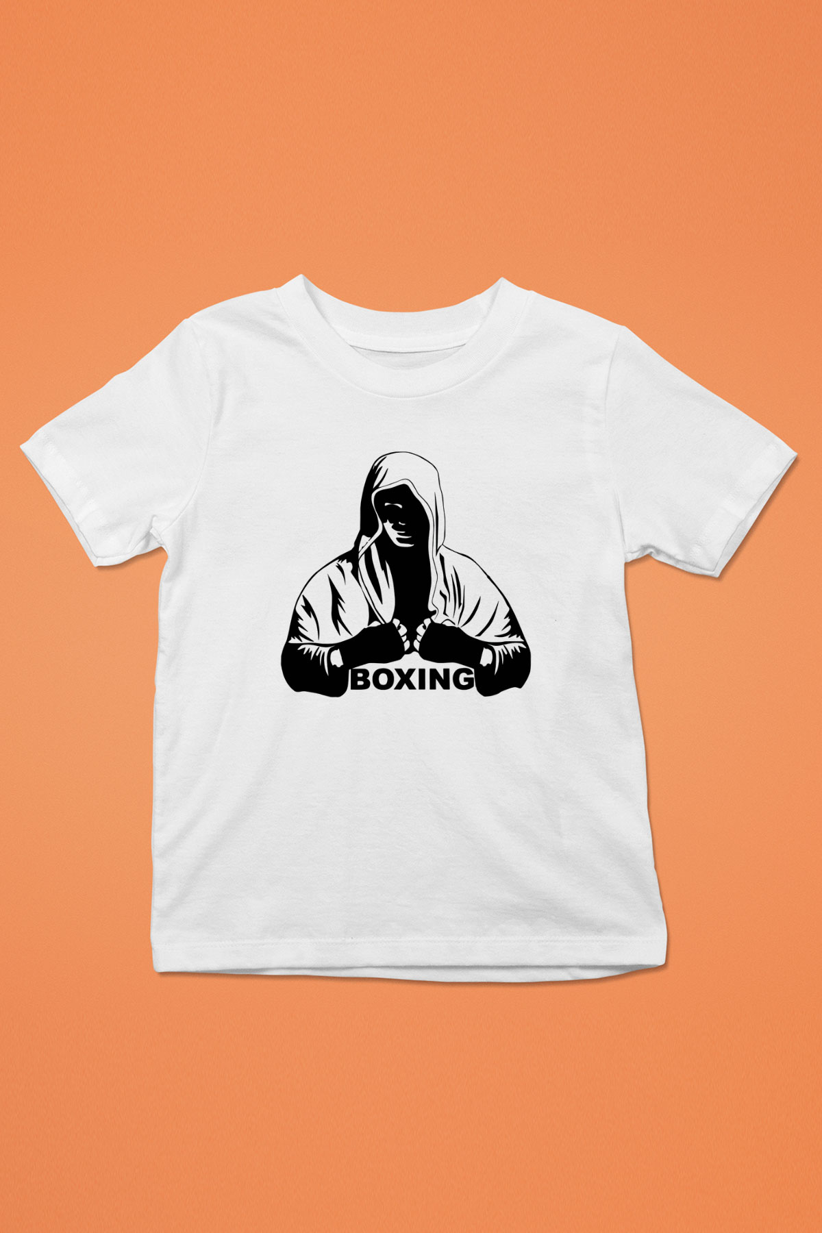 Boks Baskılı Beyaz Unisex Çocuk Tişört