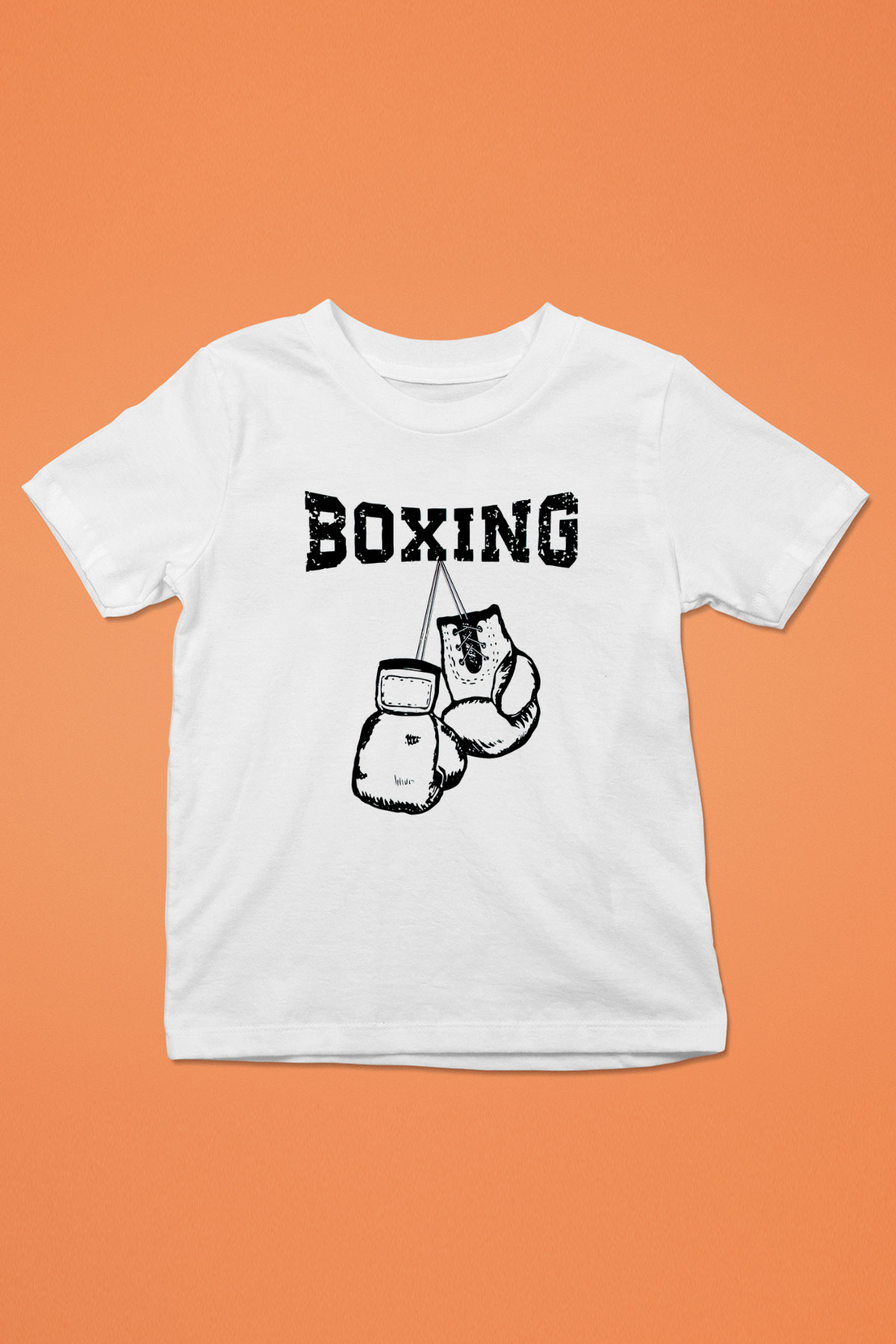 Boks Baskılı Beyaz Unisex Çocuk Tişört