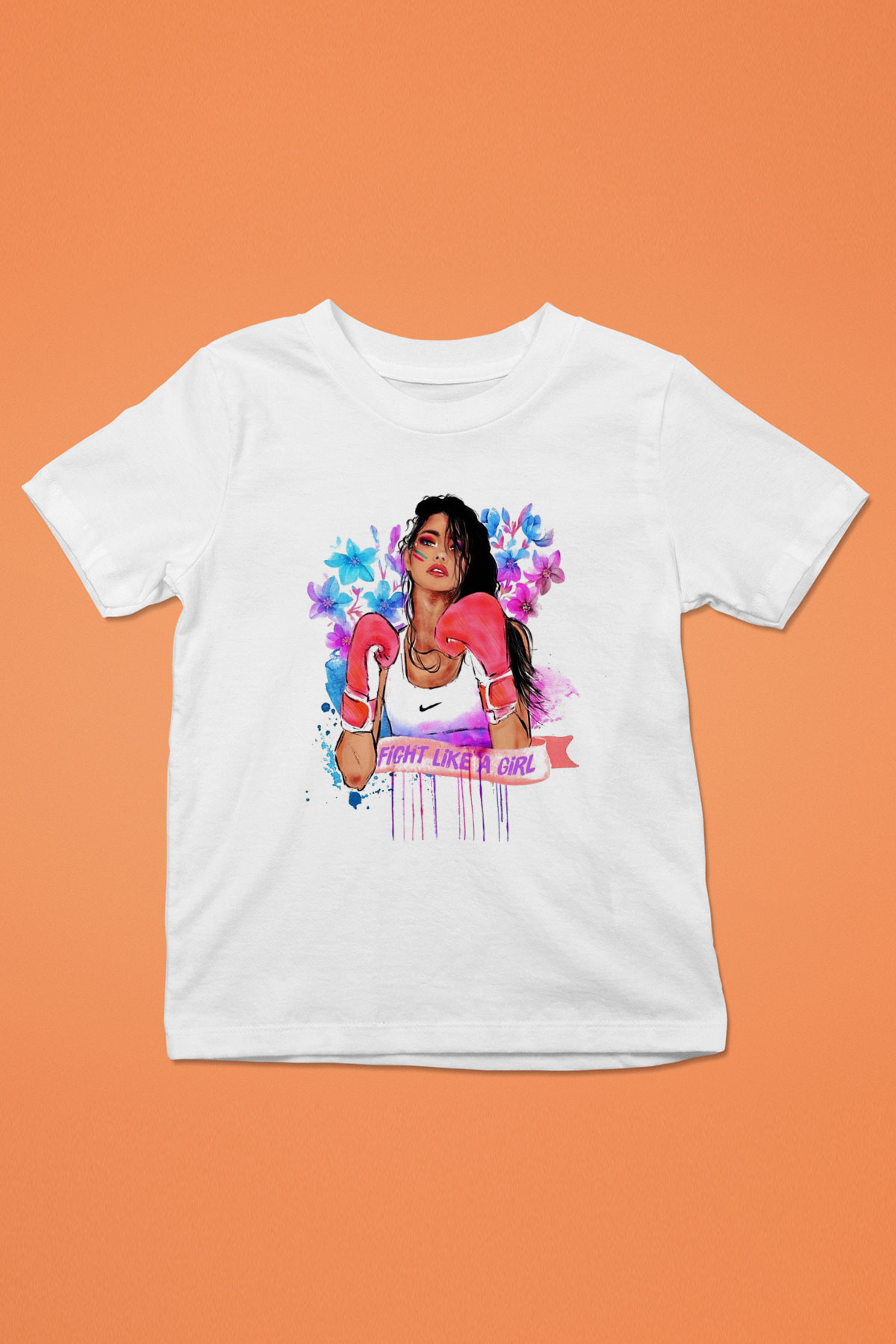 Boks Baskılı Beyaz Unisex Çocuk Tişört