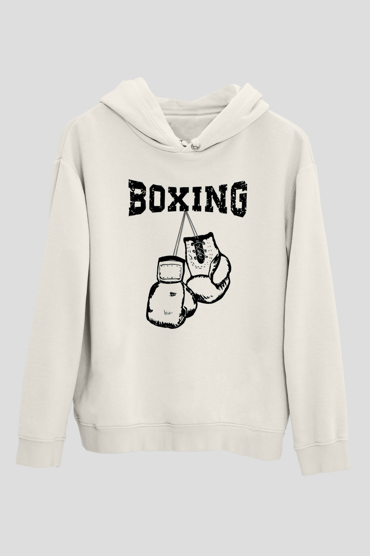 Boks Beyaz Unisex Hoodie