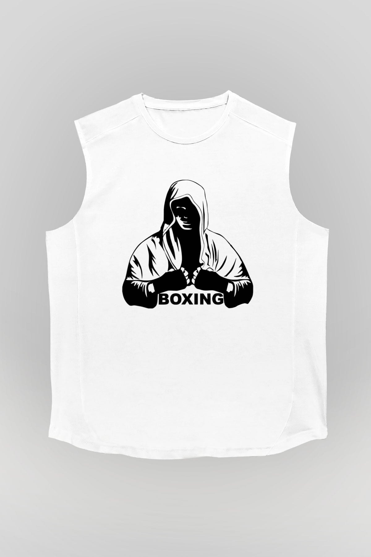 Boks Beyaz Unisex Kolsuz Tişört