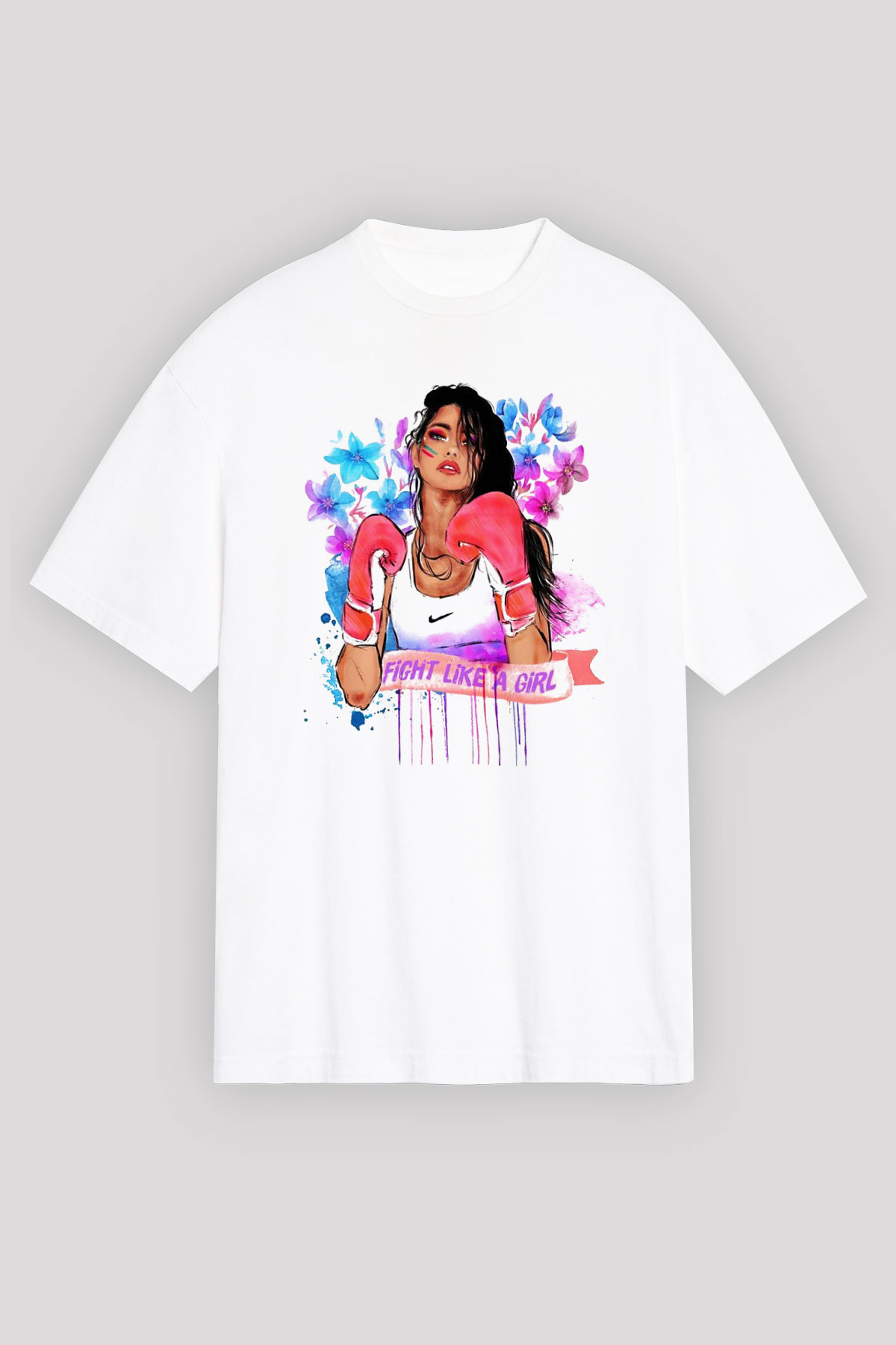 Boks Beyaz Unisex Oversize Tişört T-Shirt