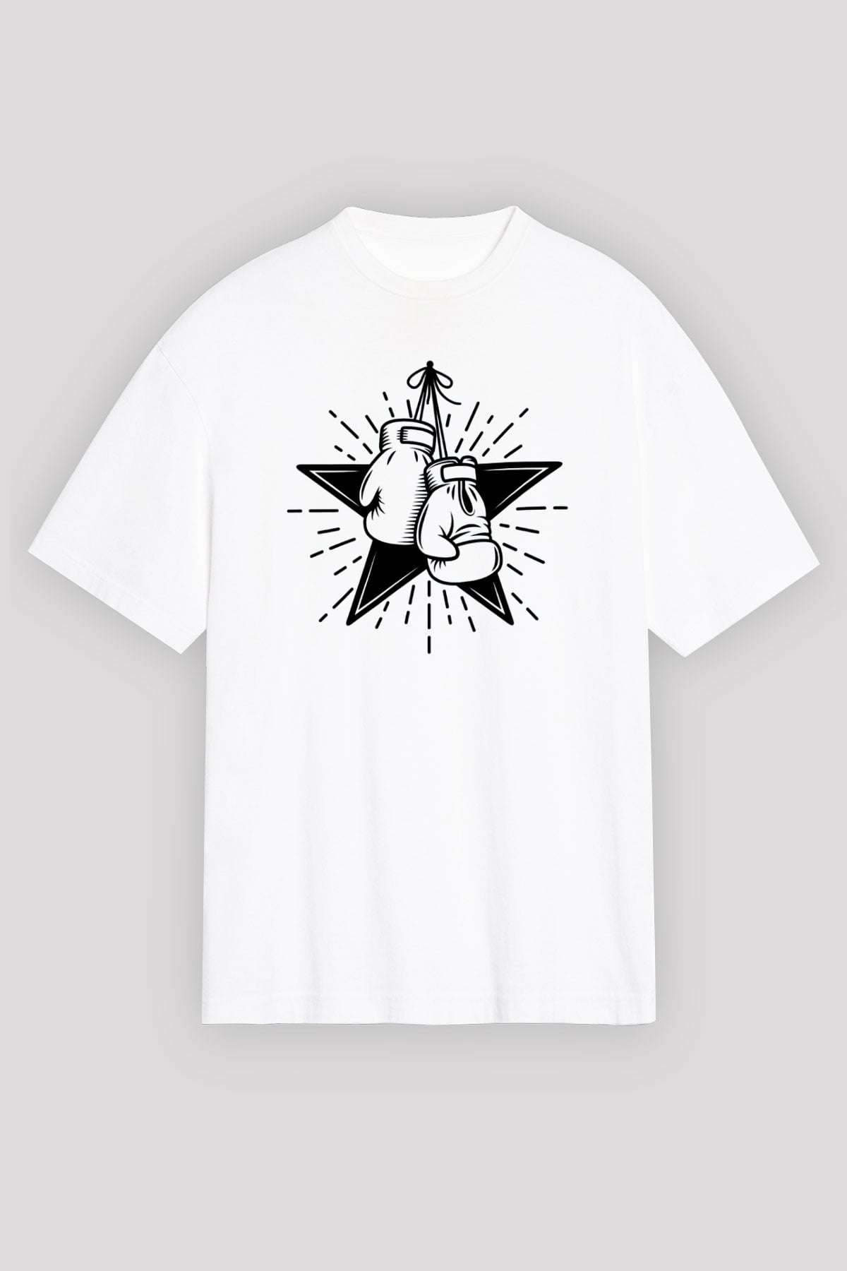 Boks Beyaz Unisex Oversize Tişört T-Shirt