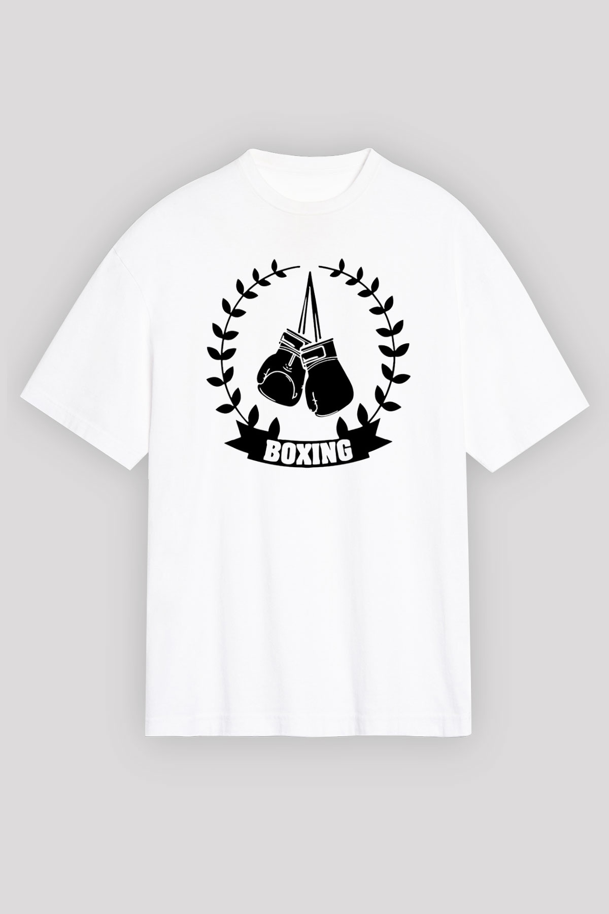 Boks Beyaz Unisex Oversize Tişört T-Shirt