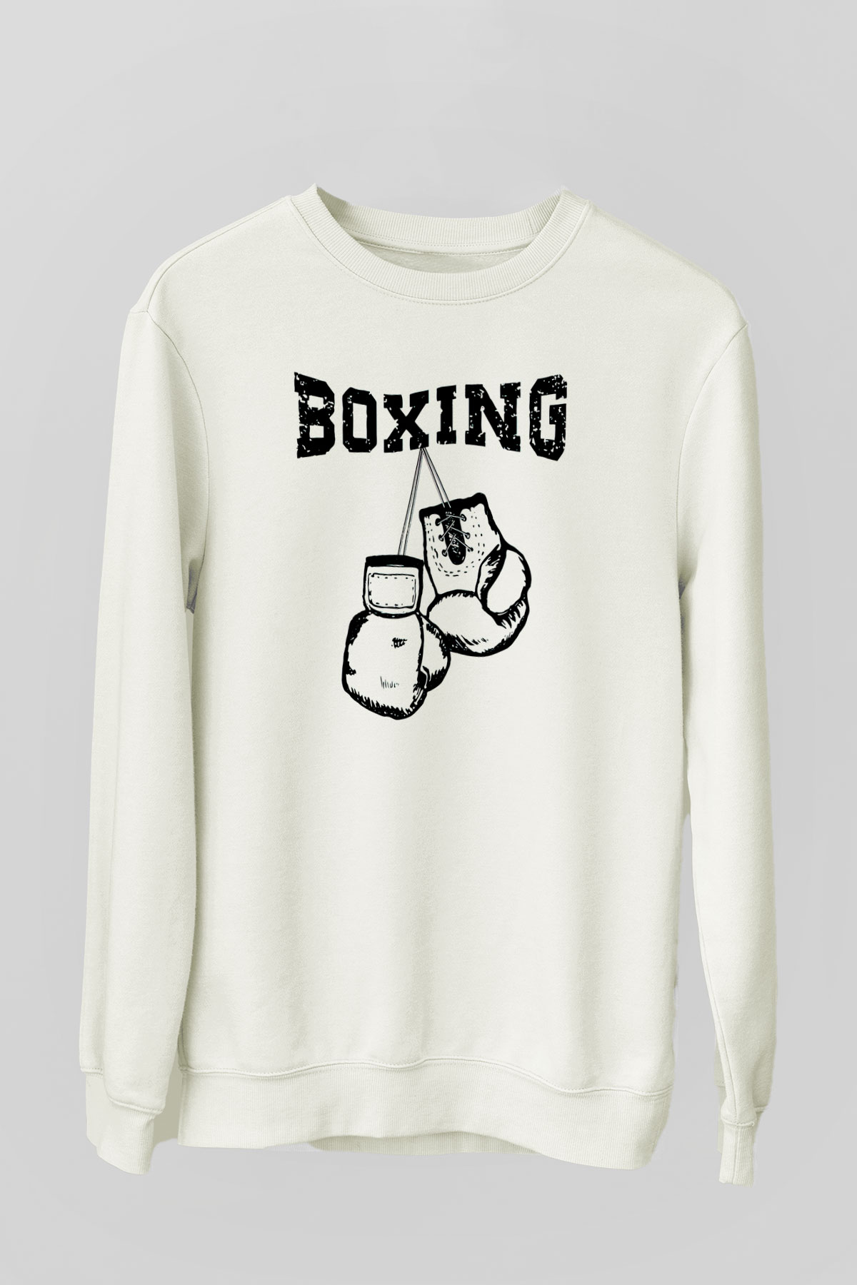 Boks Beyaz Unisex Sweatshirt