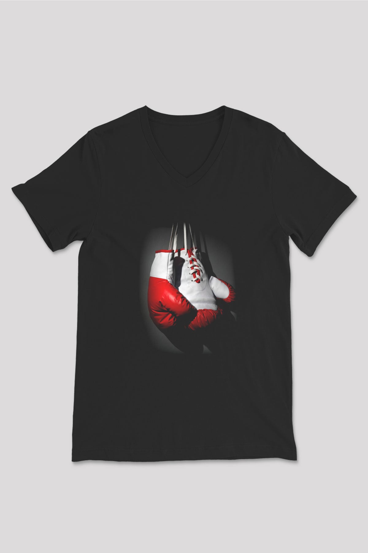 Boks Siyah Unisex V Yaka Tişört T-Shirt