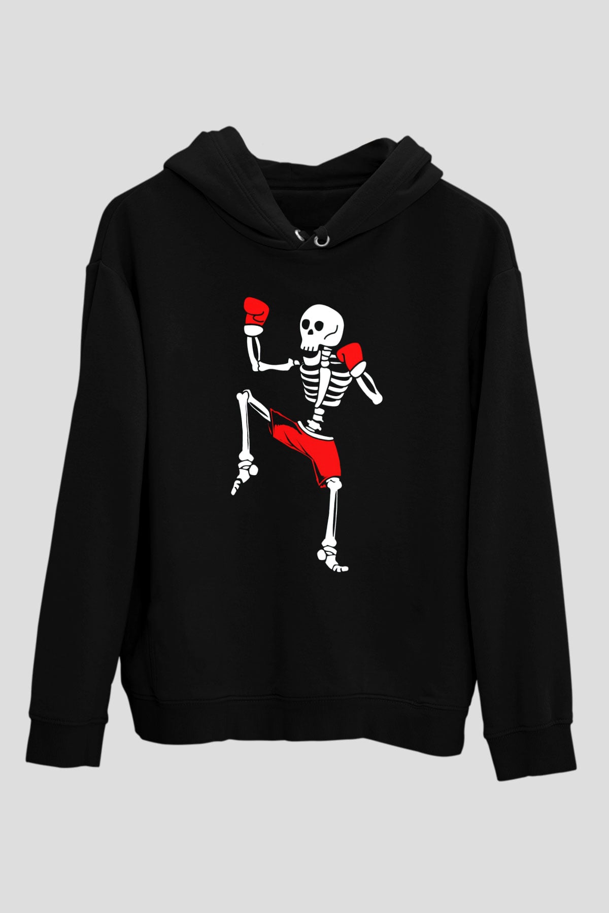 Boksçu İskeletSiyah  Unisex Hoodie