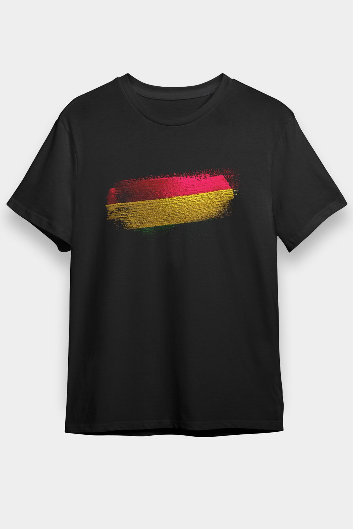 Bolivya - Bolivia Bayrağı Baskılı Unisex Siyah Tişört