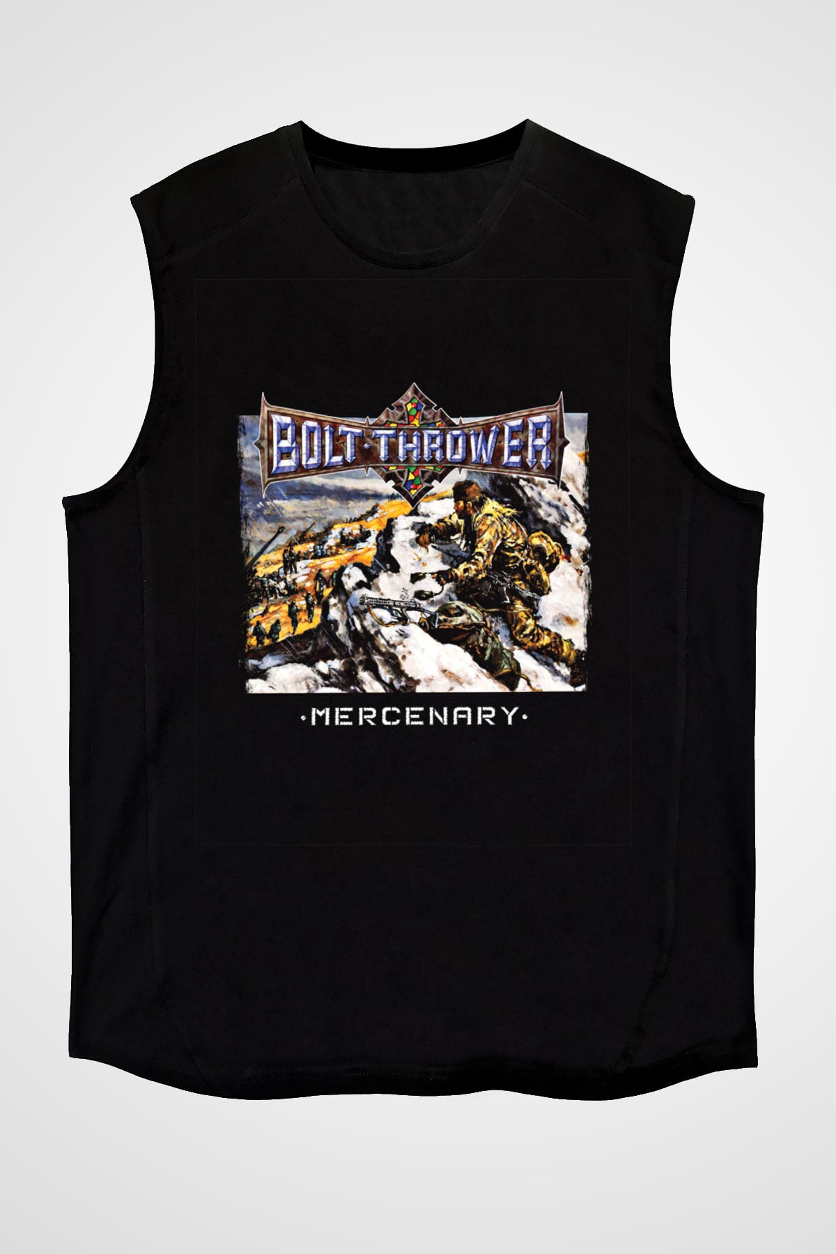 Bolt Thrower Baskılı Unisex Siyah Kolsuz Tişört