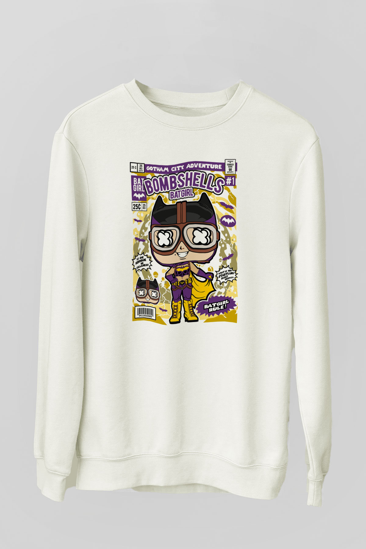 Bombshells Baskılı Unisex Beyaz Sweatshirt