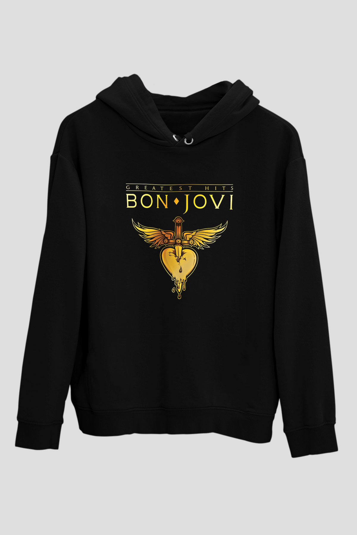 Bon Jovi Baskılı Unisex Siyah Hoodie