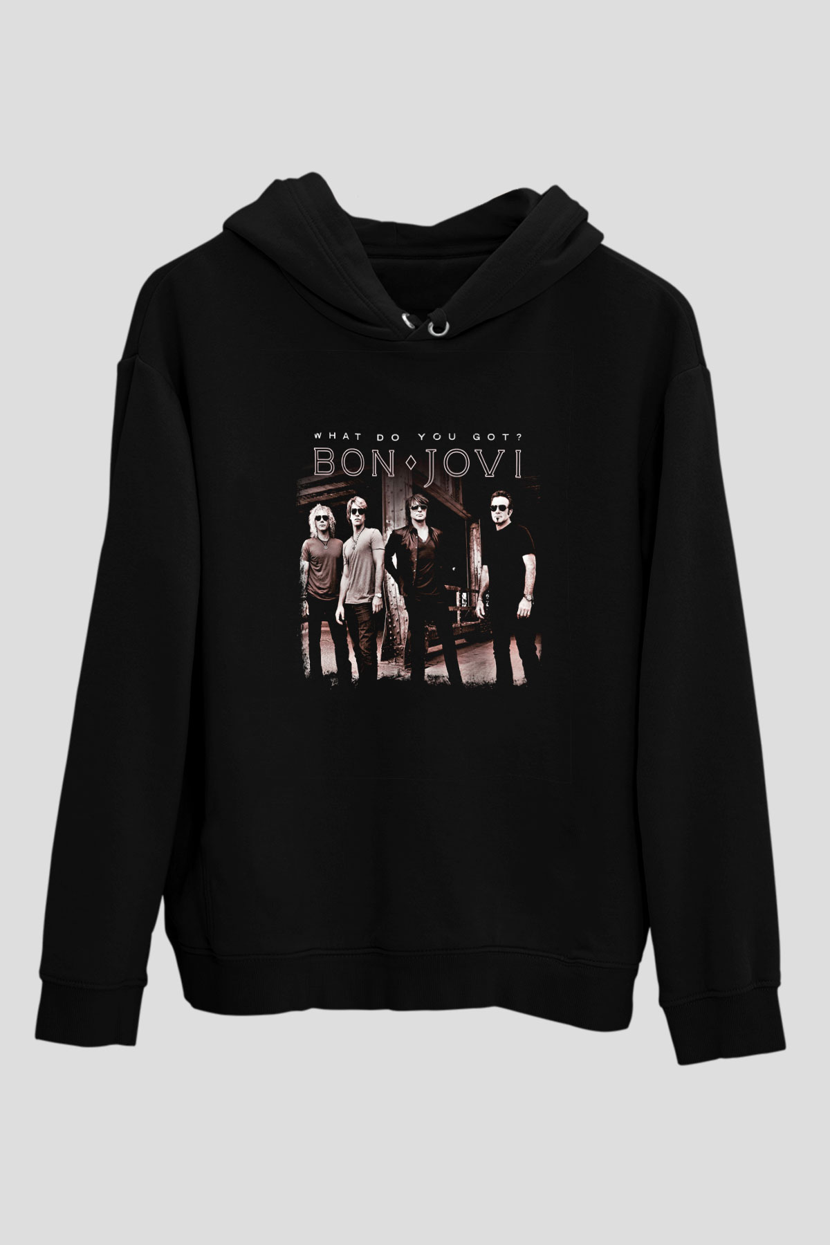 Bon Jovi Baskılı Unisex Siyah Hoodie