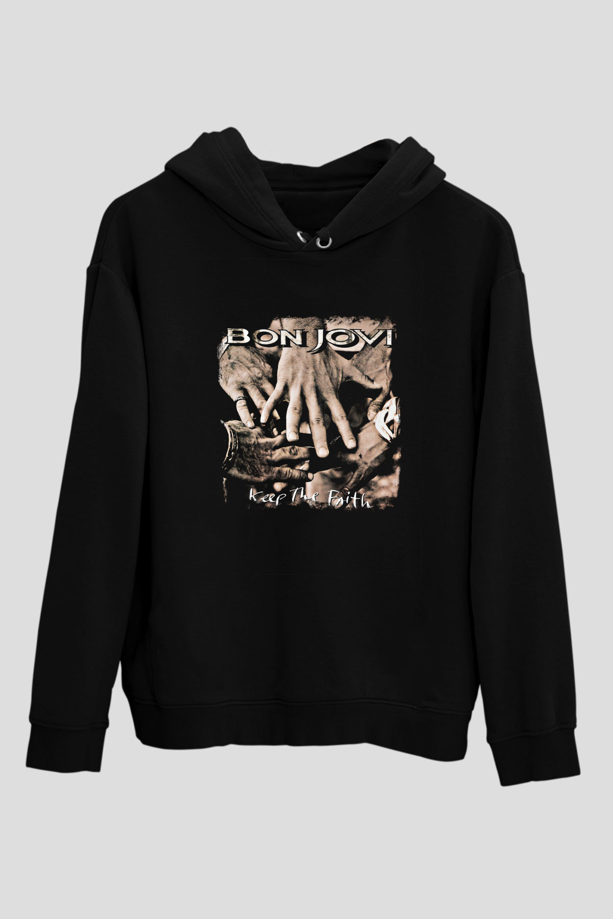 Bon Jovi Baskılı Unisex Siyah Hoodie