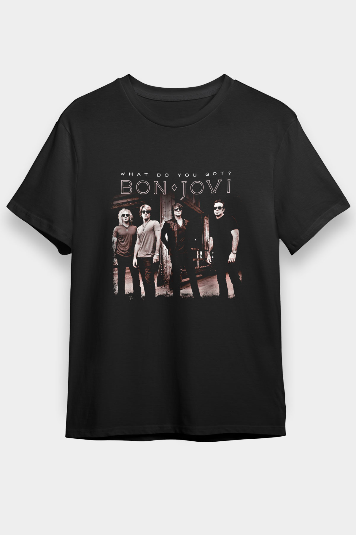 Bon Jovi Baskılı Unisex Siyah Tişört