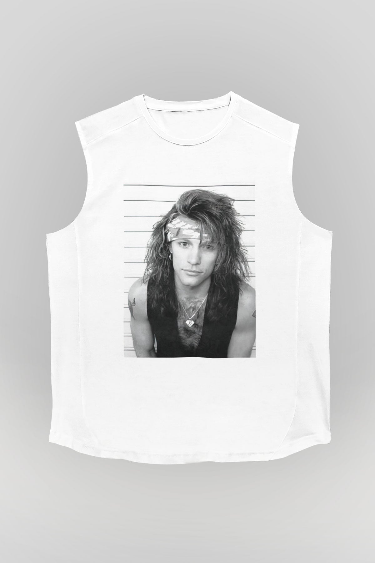 Bon Jovi Beyaz Unisex Kolsuz Tişört