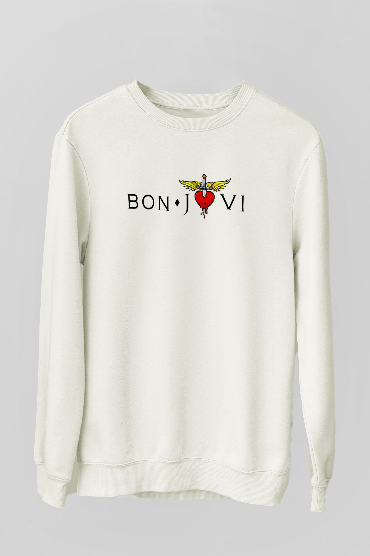 Bon Jovi Beyaz Unisex Sweatshirt