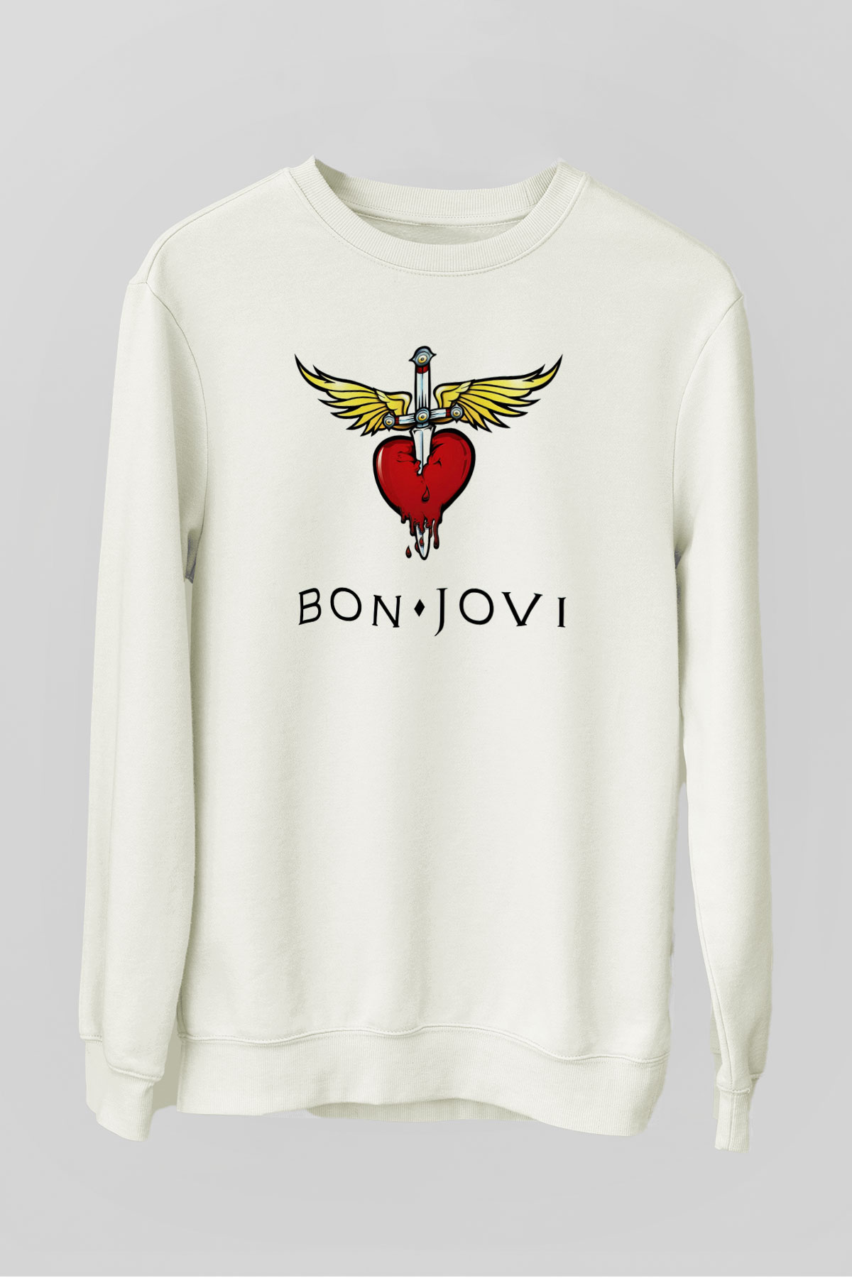 Bon Jovi Beyaz Unisex Sweatshirt