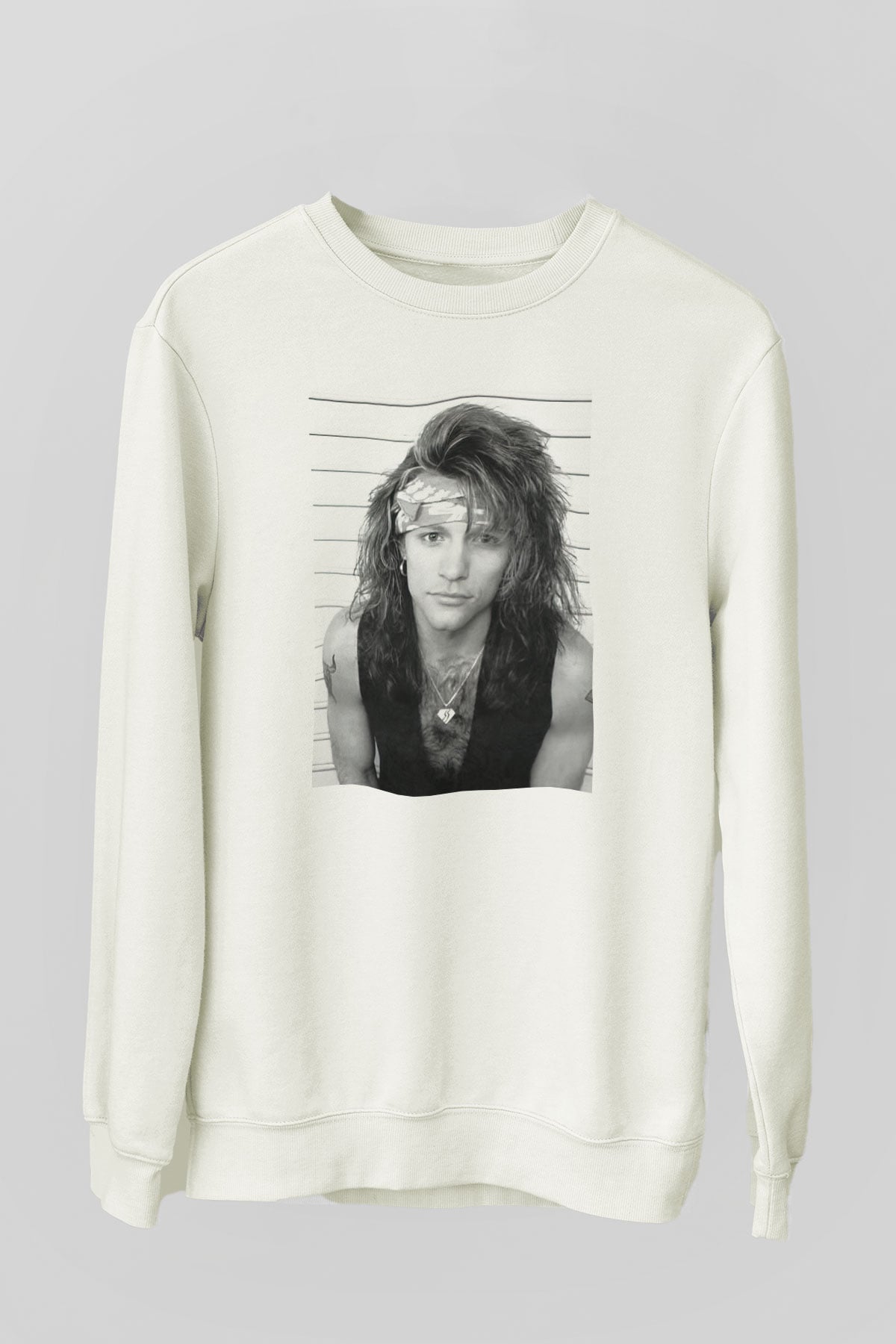 Bon Jovi Beyaz Unisex Sweatshirt