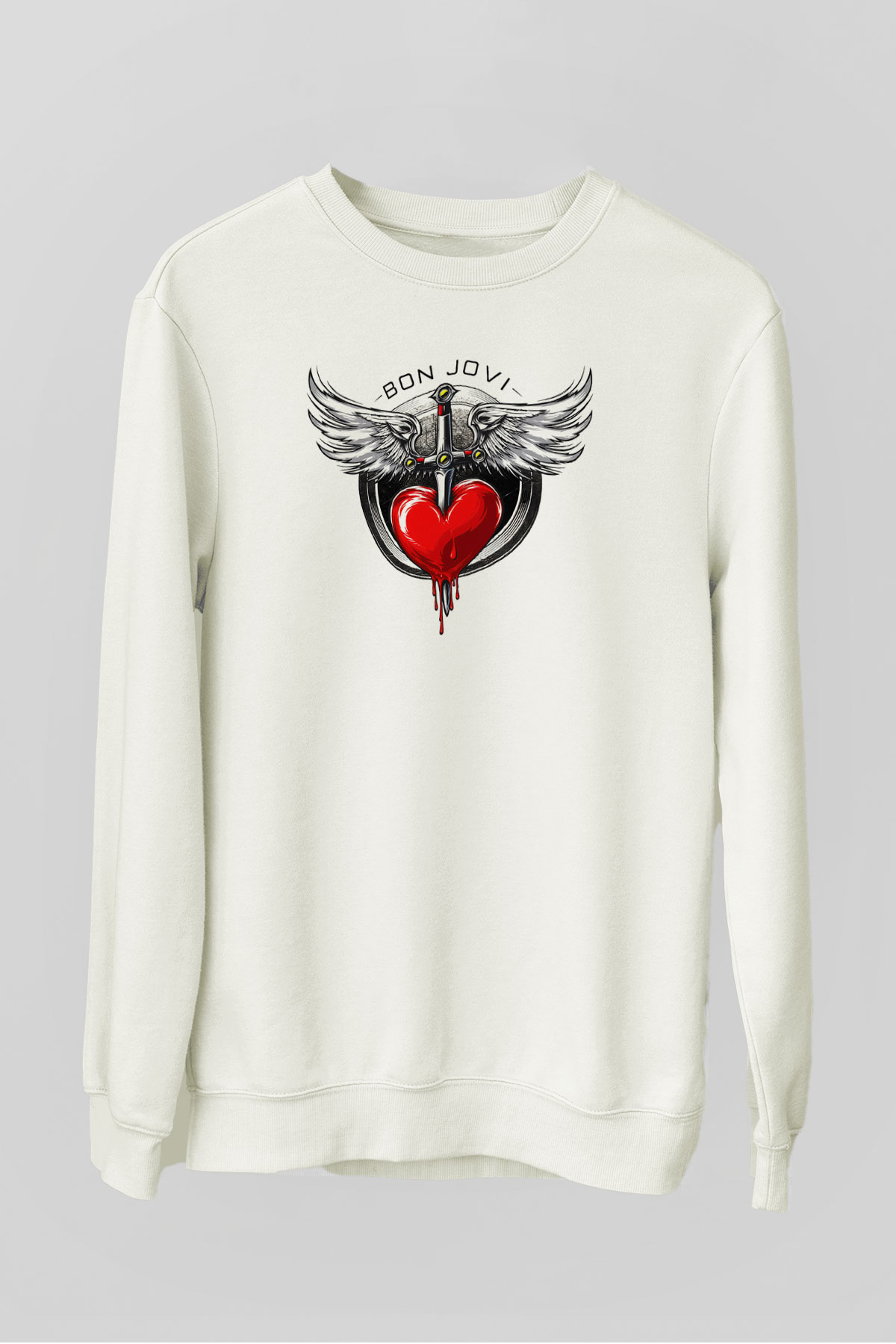 Bon Jovi Beyaz Unisex Sweatshirt