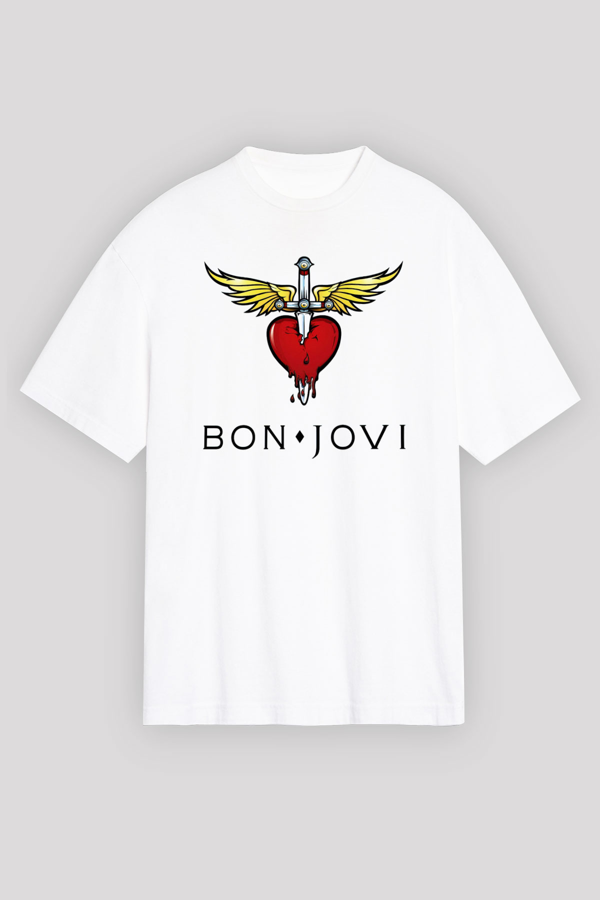 Bon Jovi Beyaz Unisex Tişört T-Shirt - TişörtFabrikası