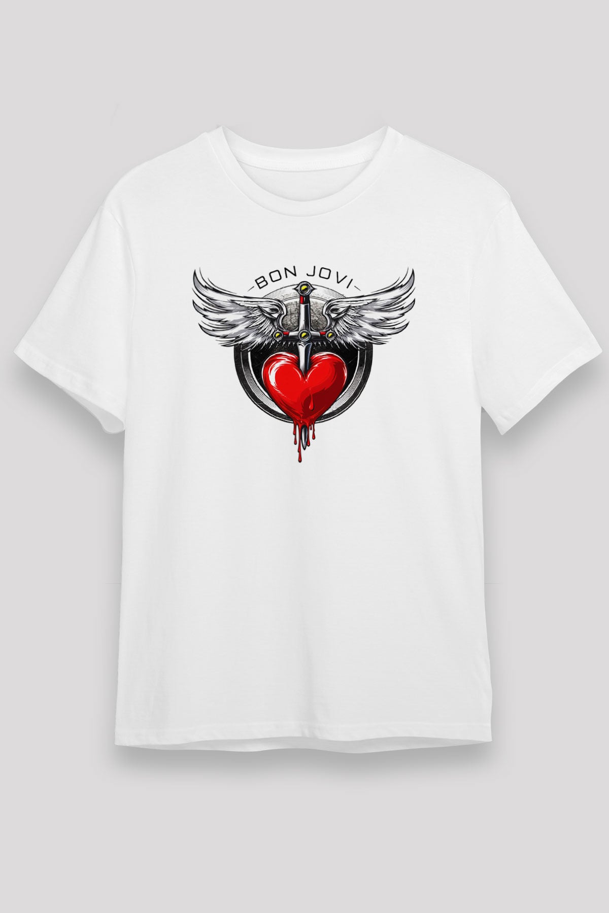 Bon Jovi Beyaz Unisex Tişört T-Shirt - TişörtFabrikası