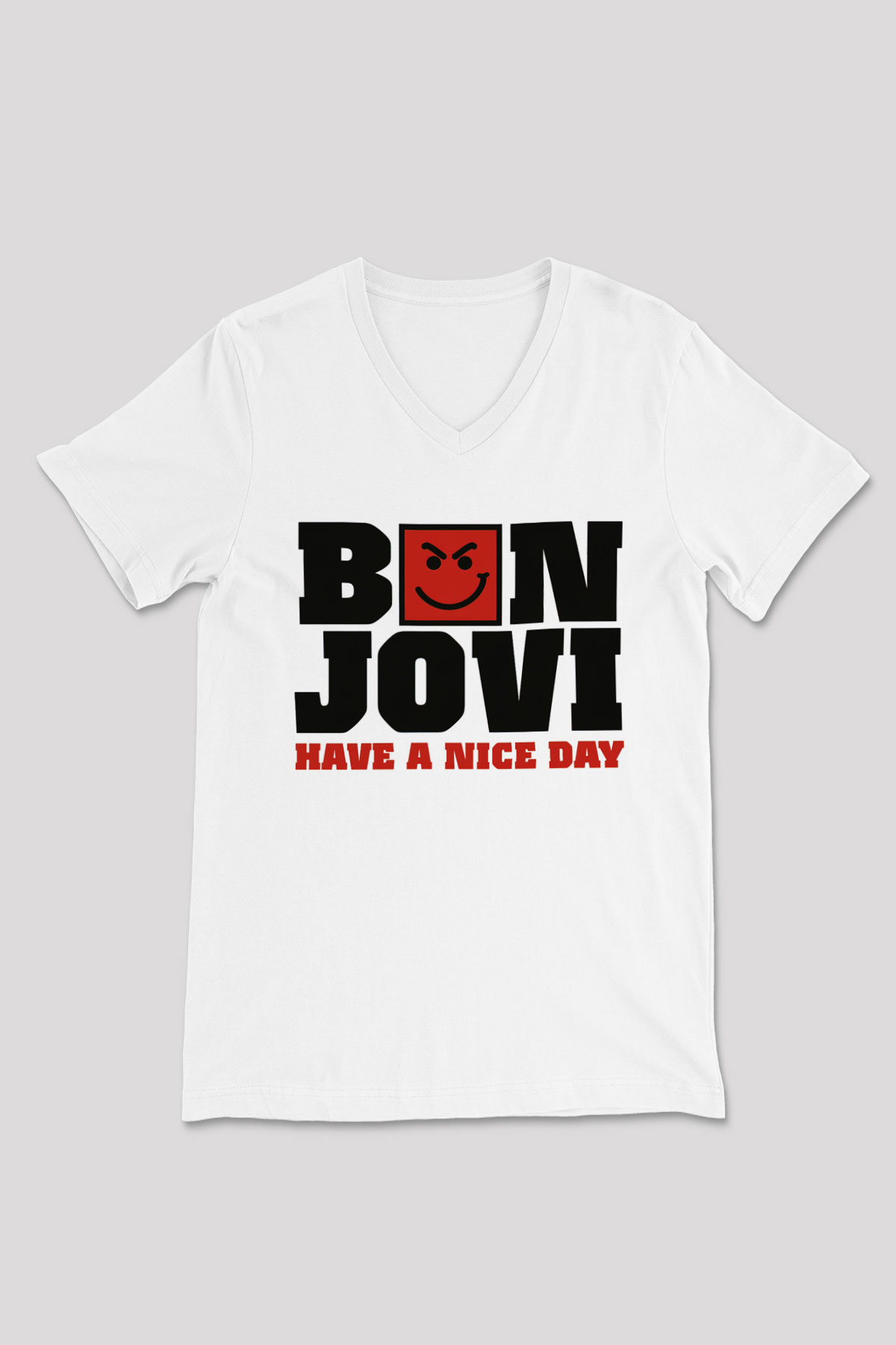 Bon Jovi Have A Nice Day Beyaz Unisex V Yaka Tişört