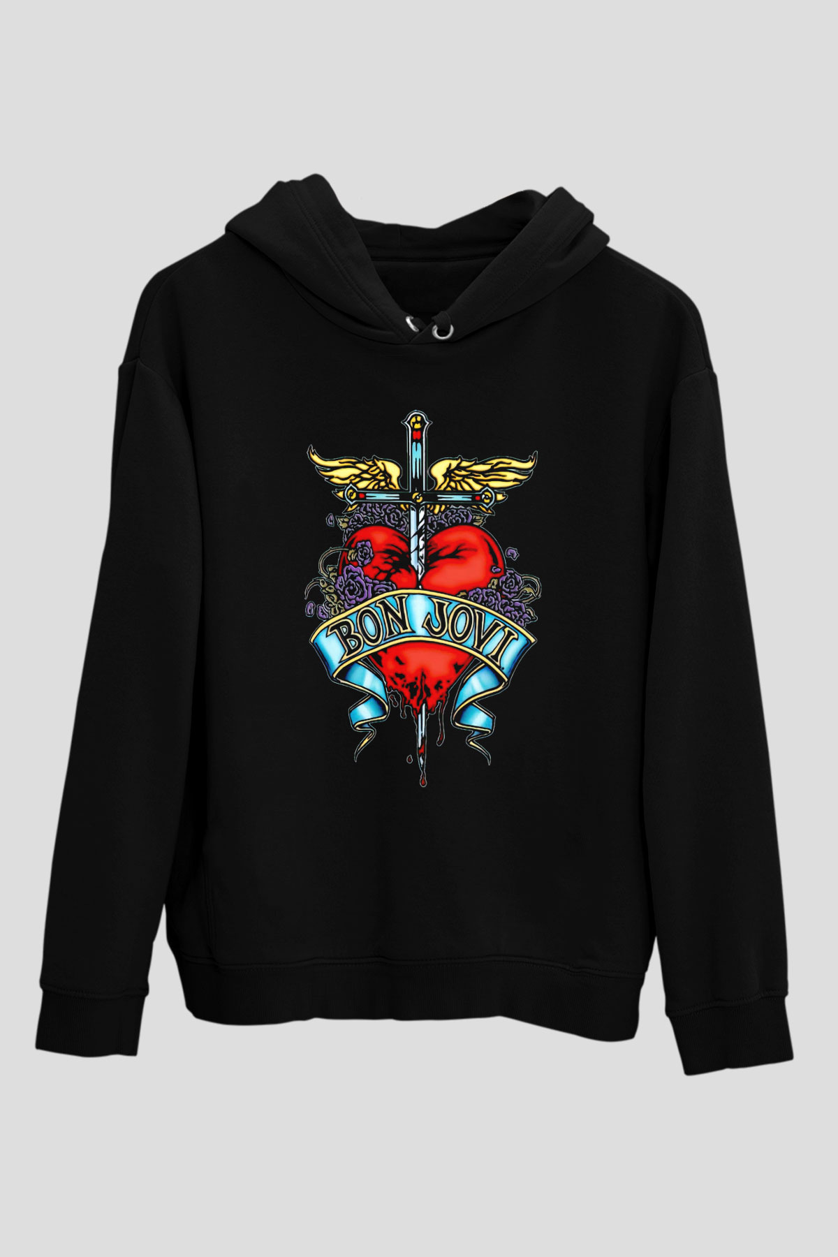 Bon Jovi Siyah Unisex Kapüşonlu Sweatshirt
