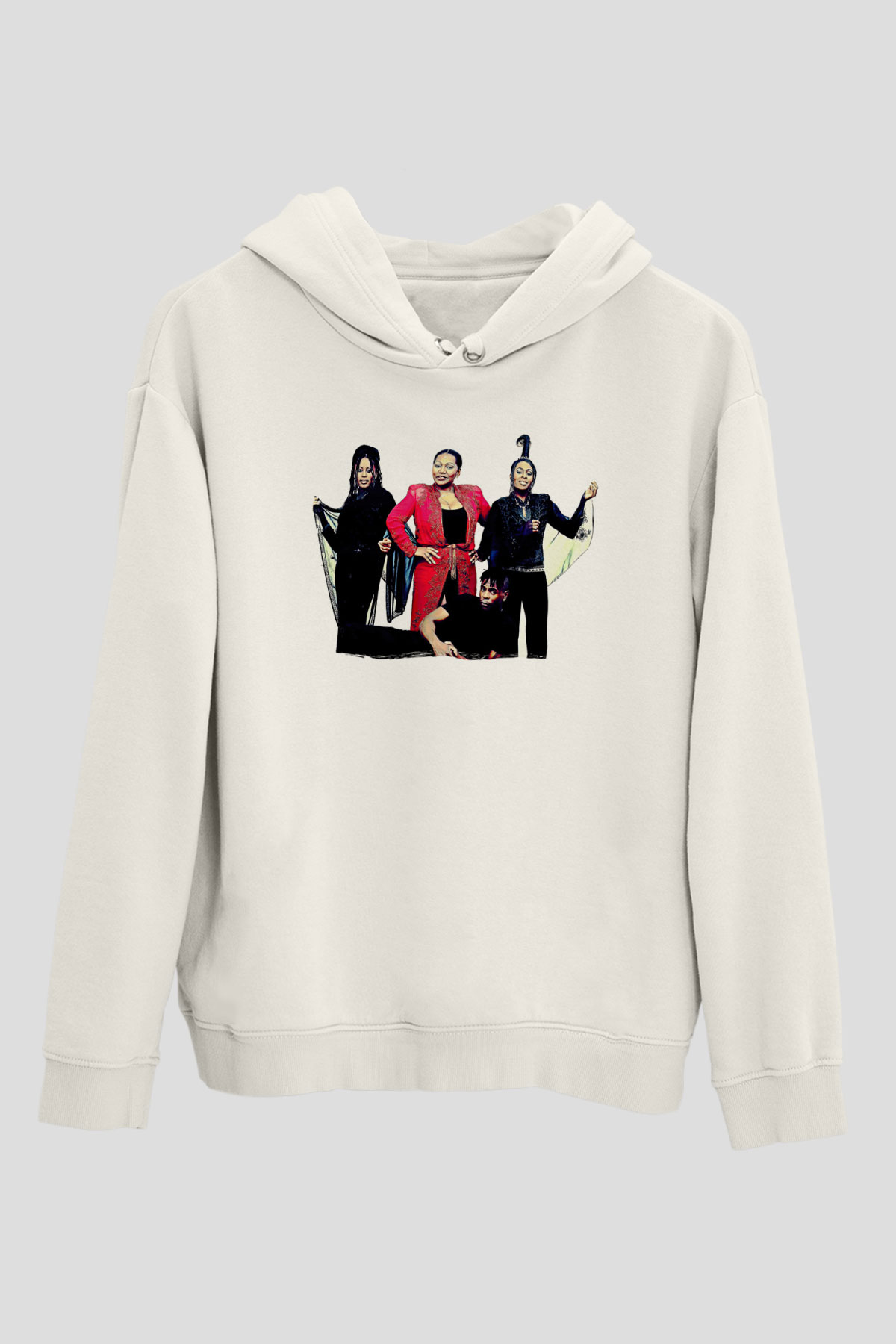 Boney M Baskılı Beyaz Unisex Kapüşonlu Sweatshirt
