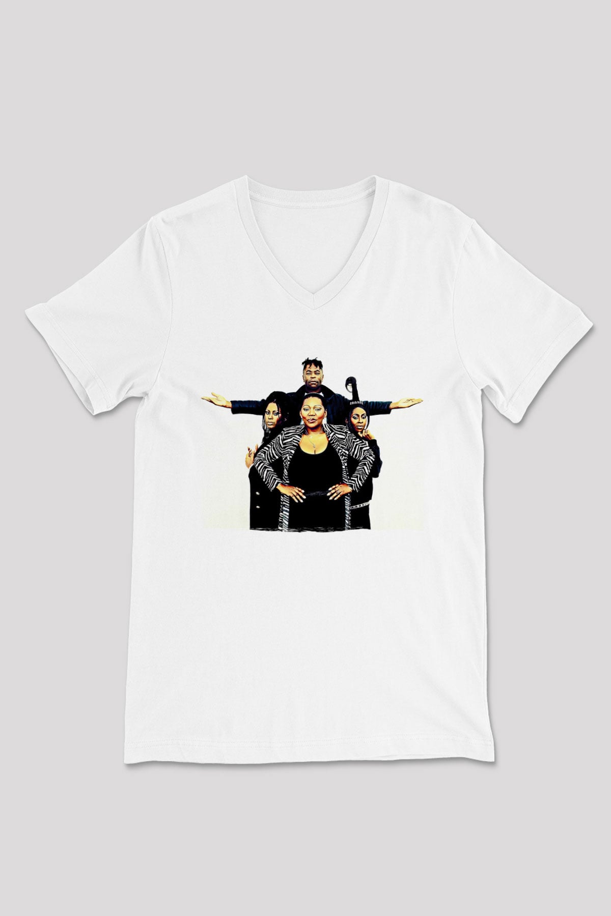 Boney M Baskılı Beyaz Unisex V Yaka Tişört - Tshirt