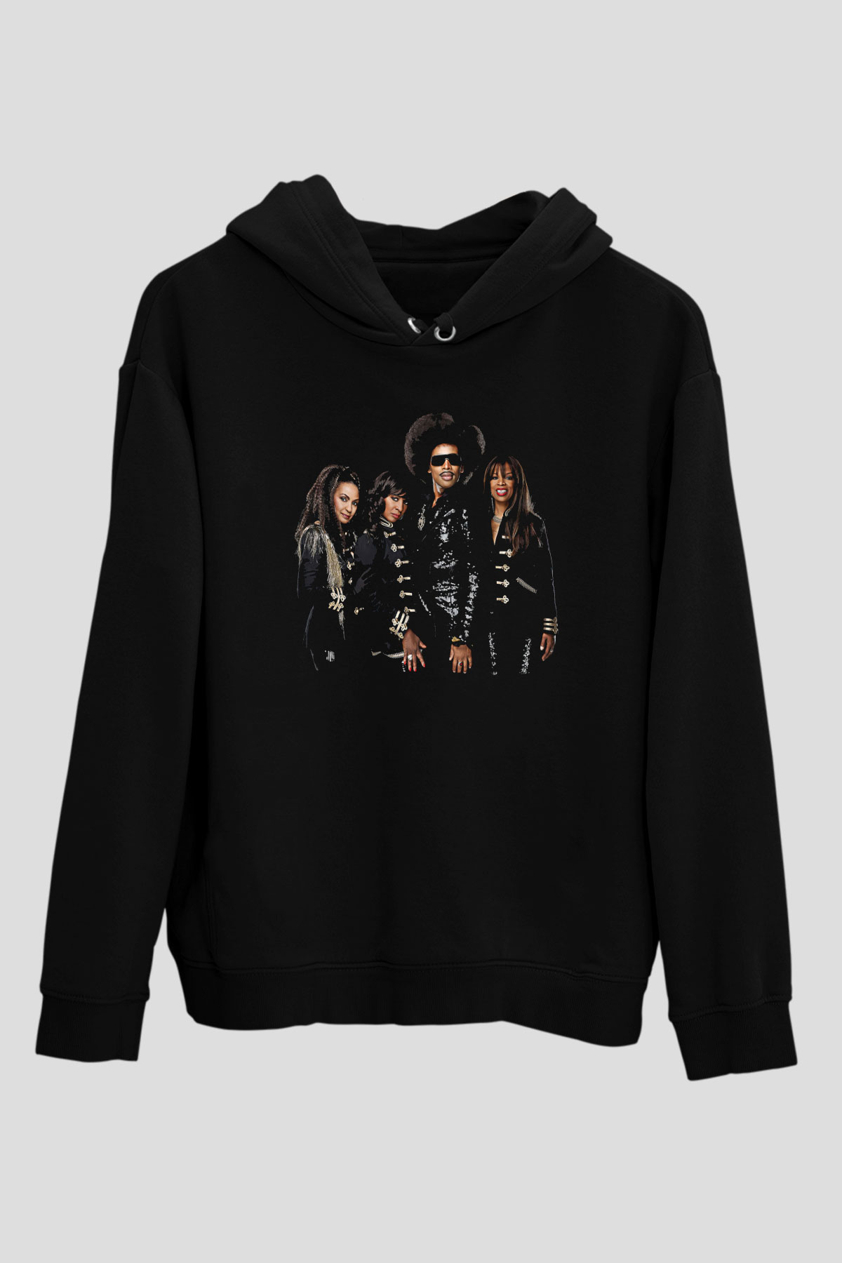 Boney M Baskılı Unisex Siyah Kapüşonlu Sweatshirt