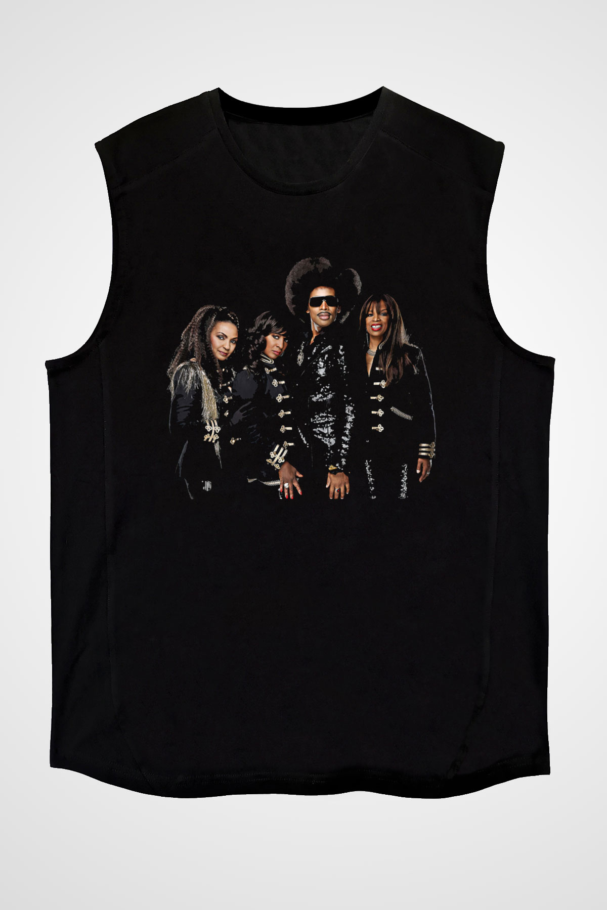 Boney M Baskılı Unisex Siyah Kolsuz Tişört - Tshirt