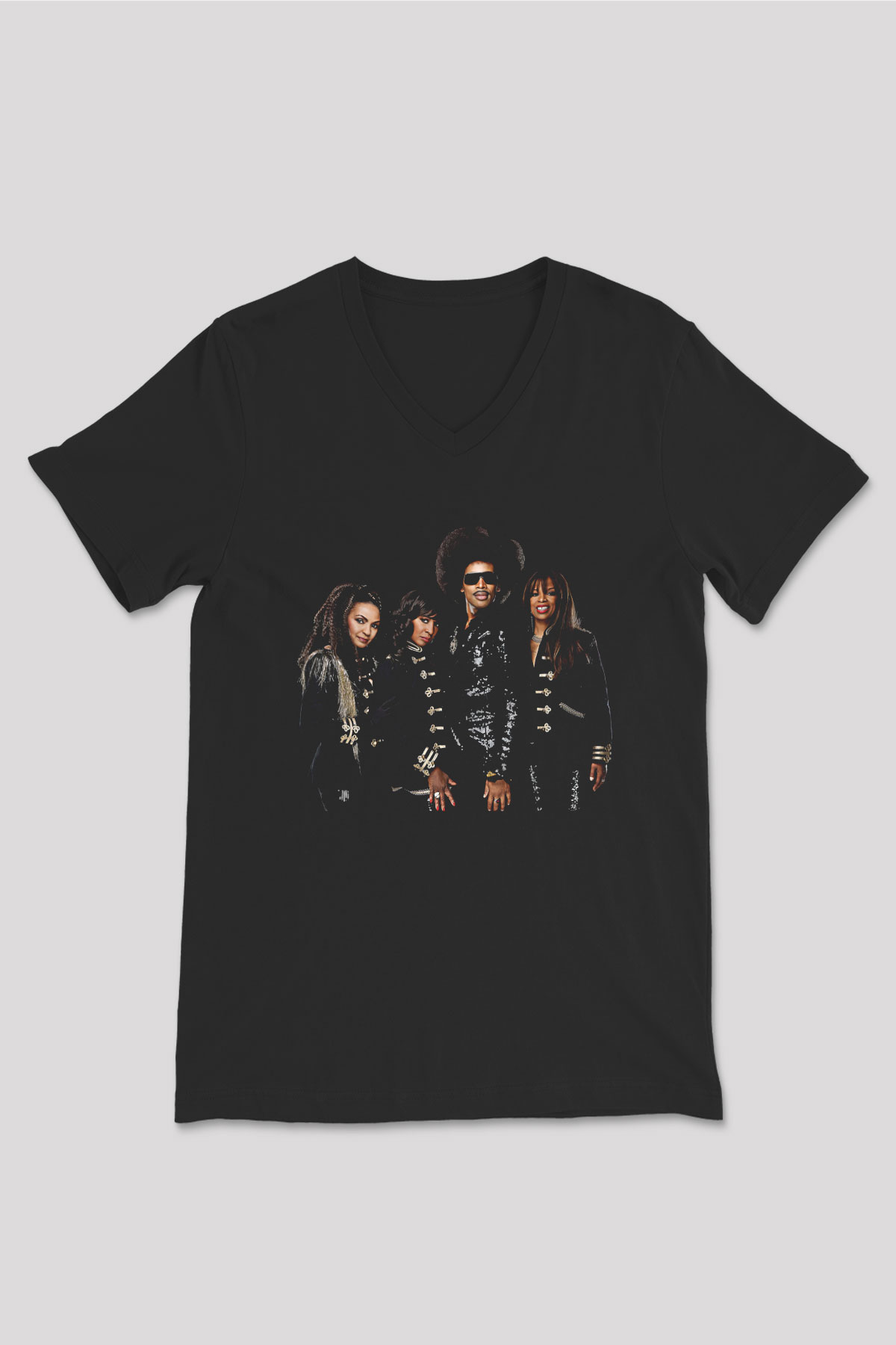 Boney M Baskılı Unisex Siyah V Yaka Tişört - Tshirt